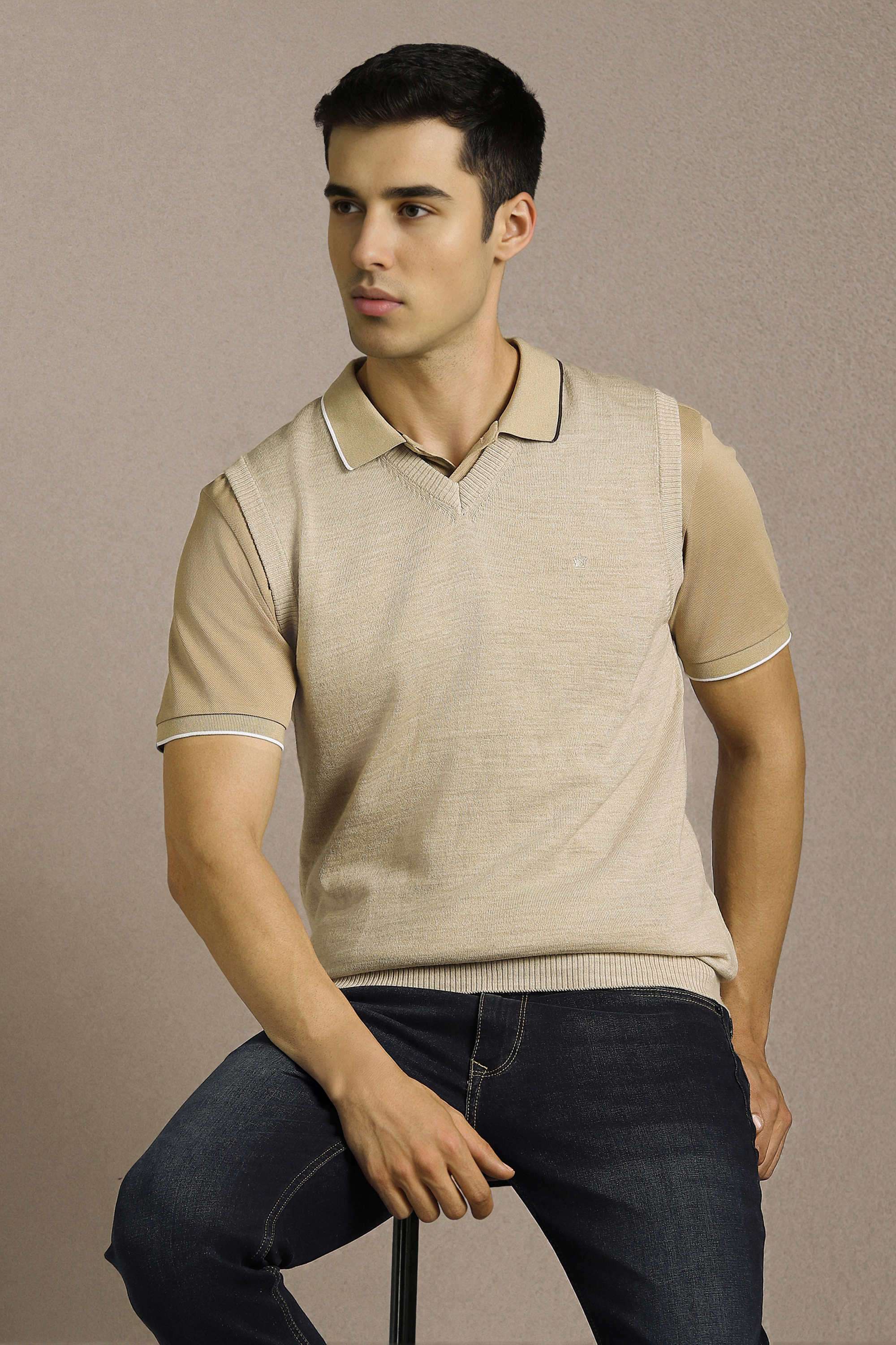 Solid-Acrylic-V-Neck-Men-s-Sweater