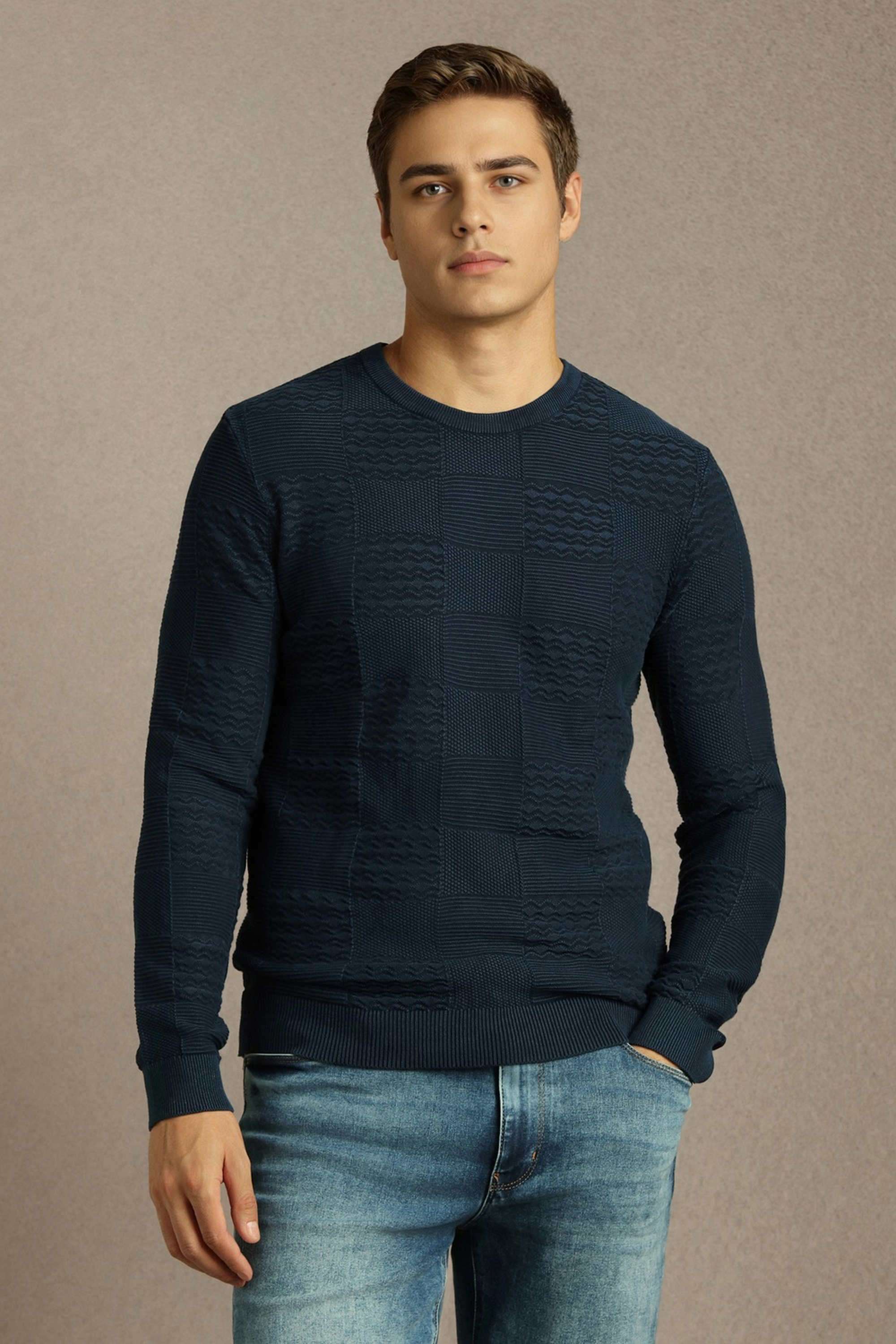 Solid-Cotton-Round-Neck-Men-s-Sweater