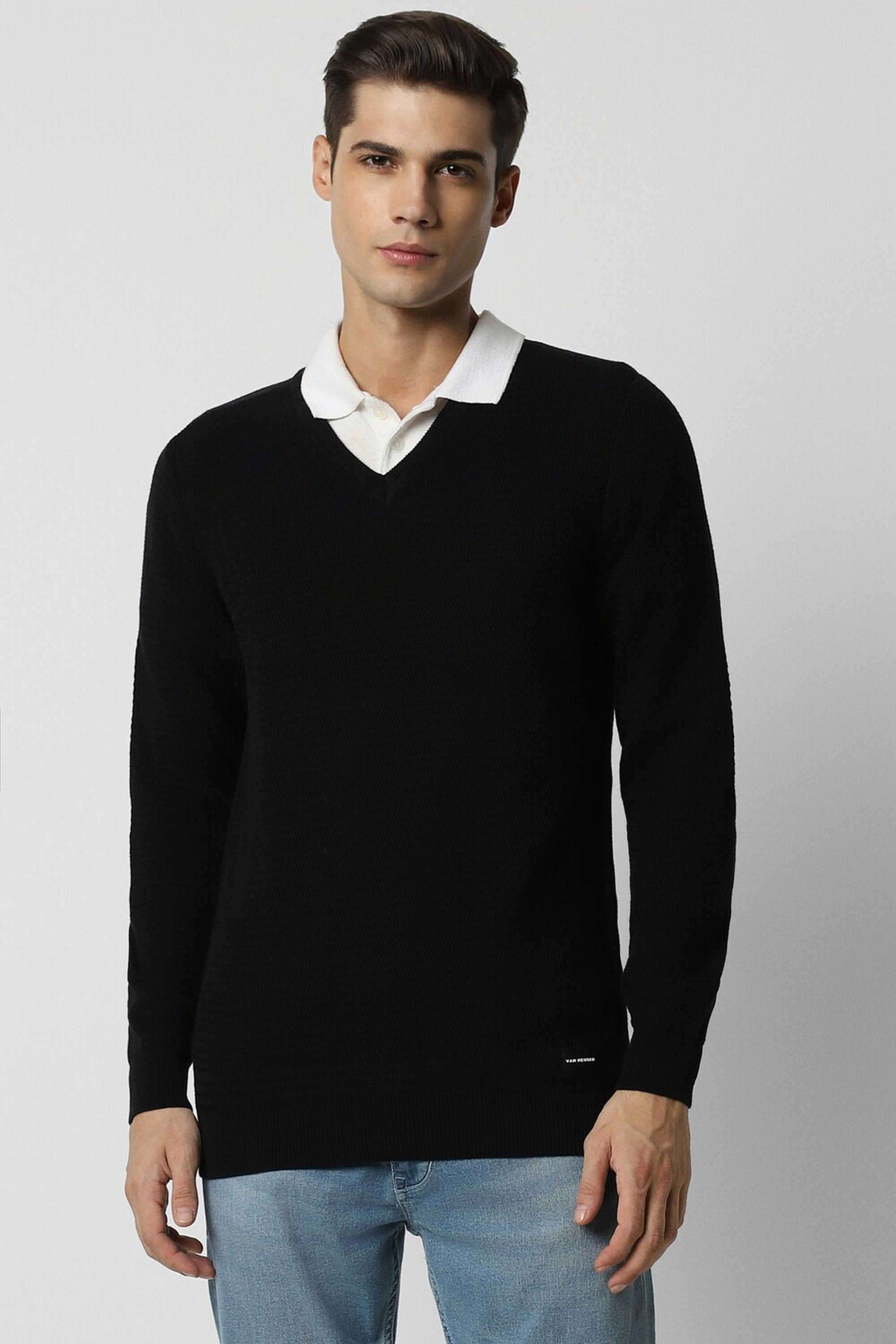 Solid-Cotton-Regular-Fit-Men-Sweater