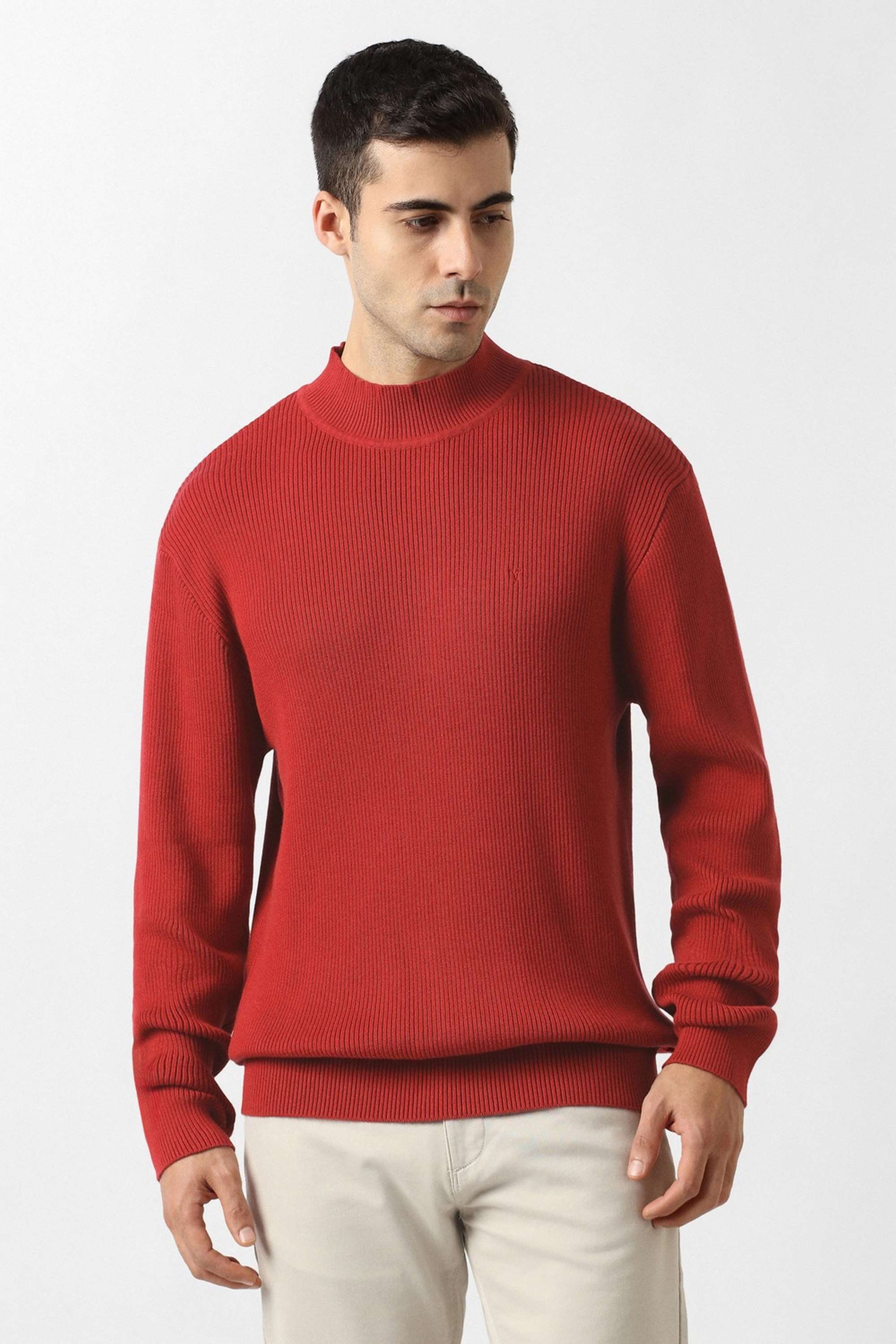 Jacquard-Cotton-Blend-Round-Neck-Men-s-Sweater