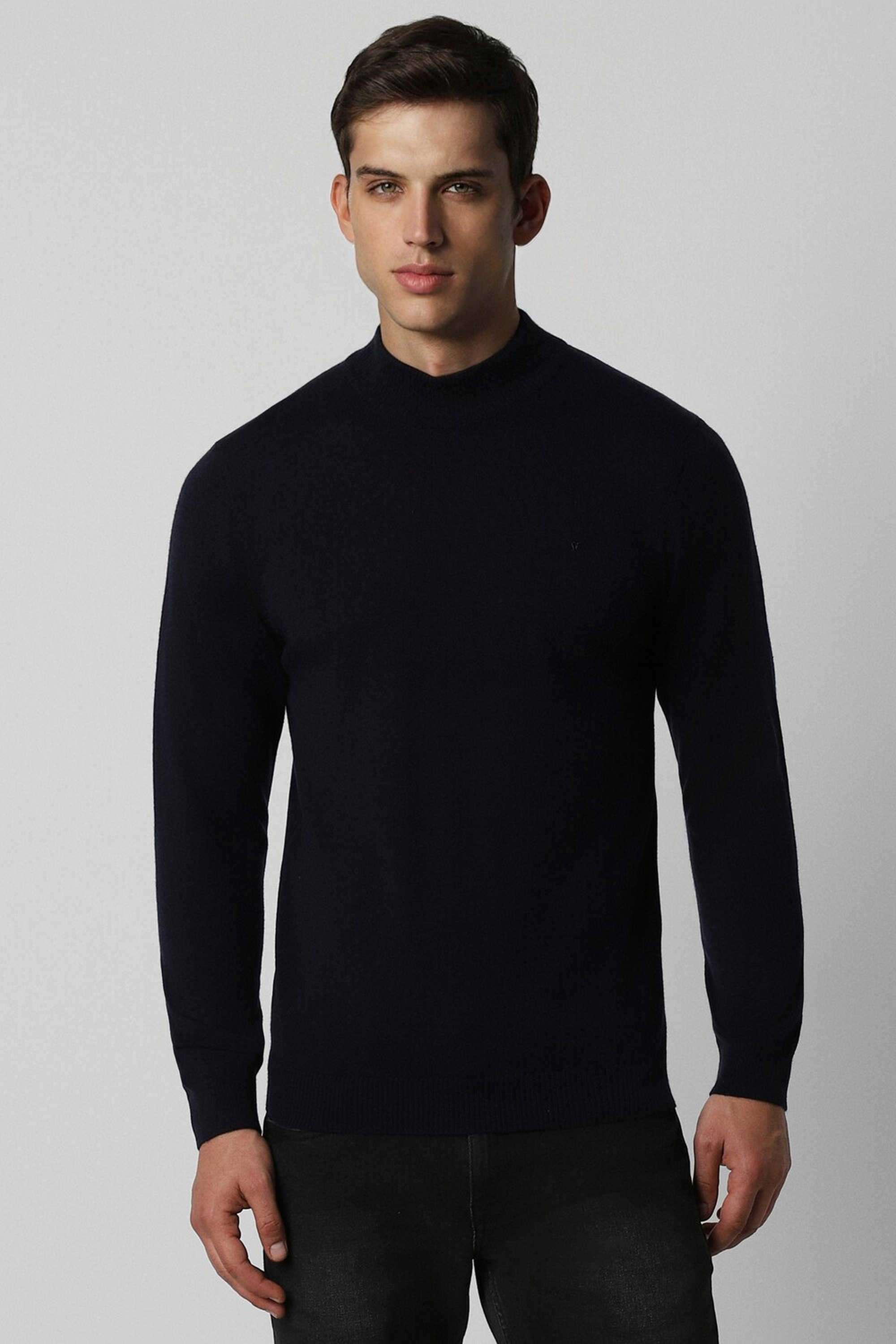 Solid-Blended-Fabric-Regular-Fit-Men-Sweater