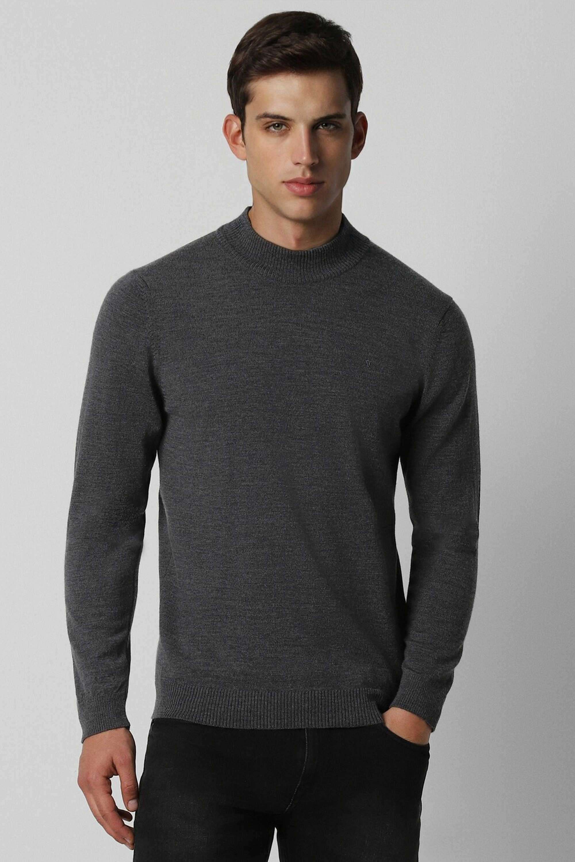 Solid-Blended-Fabric-Regular-Fit-Men-Sweater