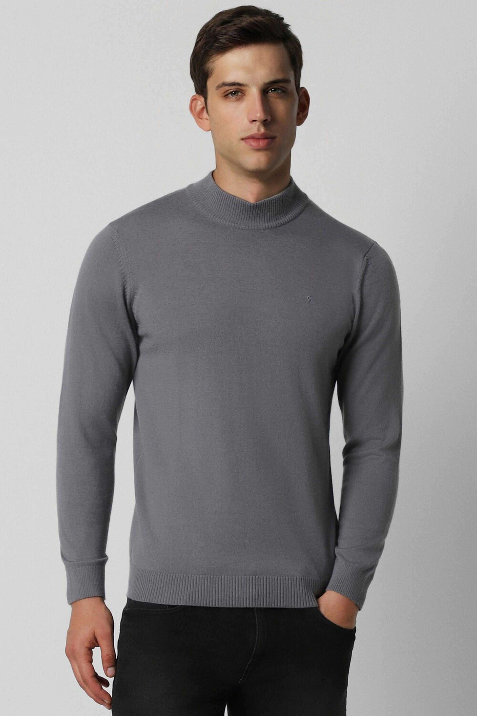Solid-Blended-Fabric-Regular-Fit-Men-Sweater