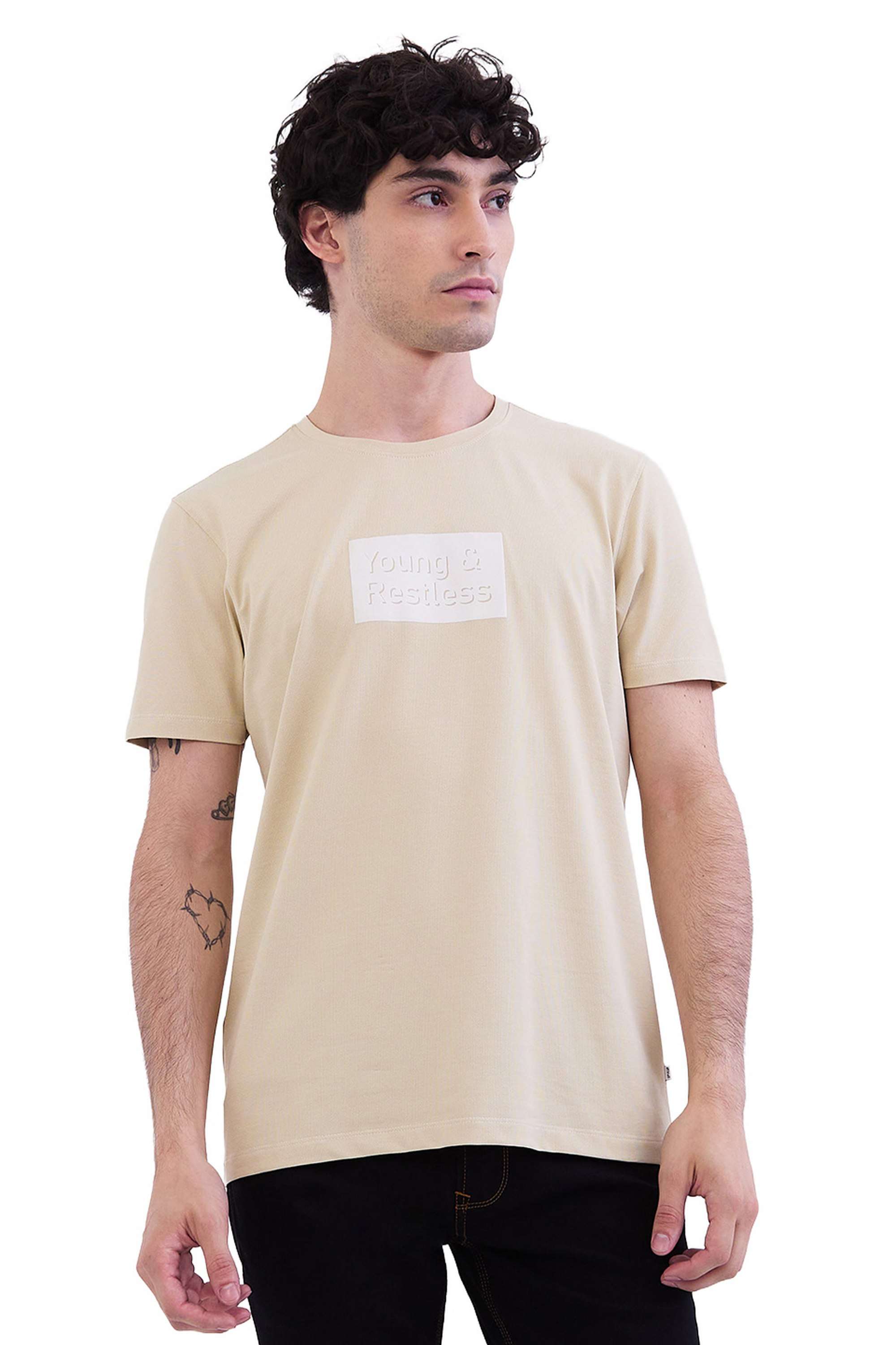 Solid-Polyester-Cotton-Round-Neck-Men-s-T-Shirt