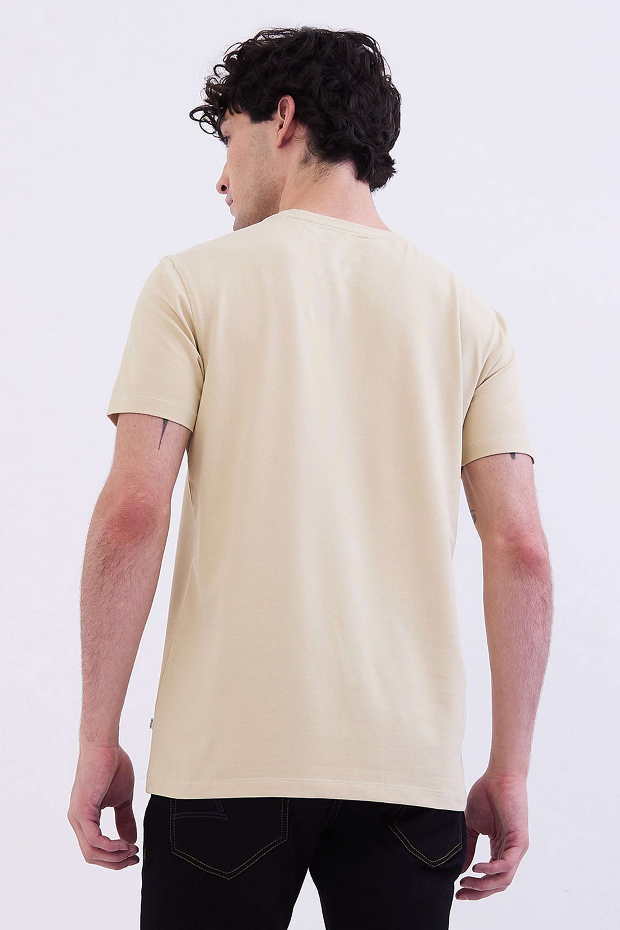 Solid-Polyester-Cotton-Round-Neck-Men-s-T-Shirt