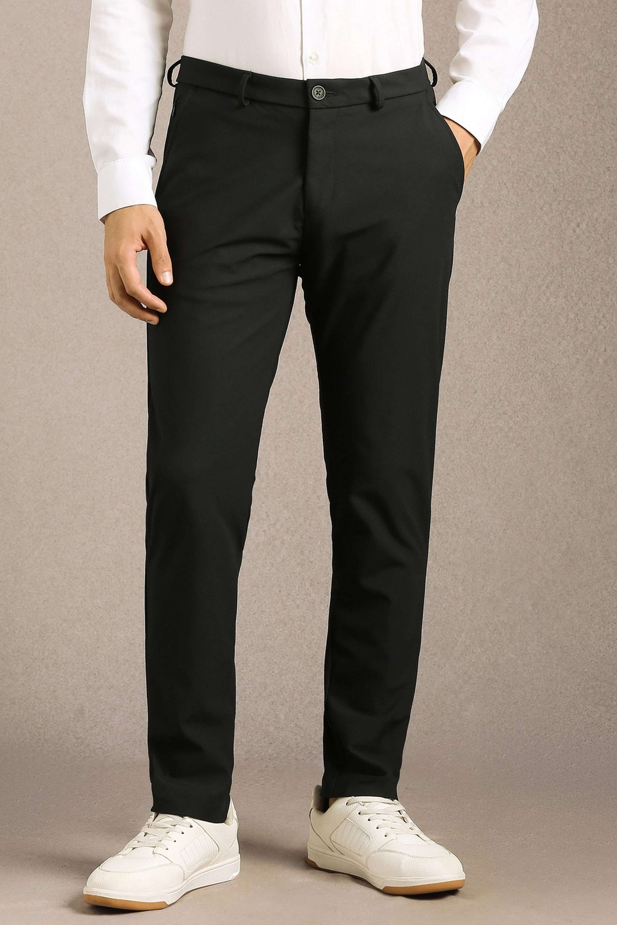 Solid-Blended-Fabric-Skinny-Fit-Men-s-Formal-Trousers