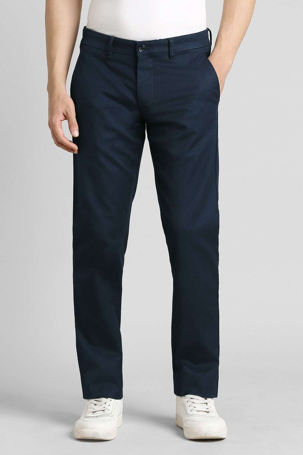 Solid-Cotton-Blend-Slim-Fit-Men-s-Casual-Trousers