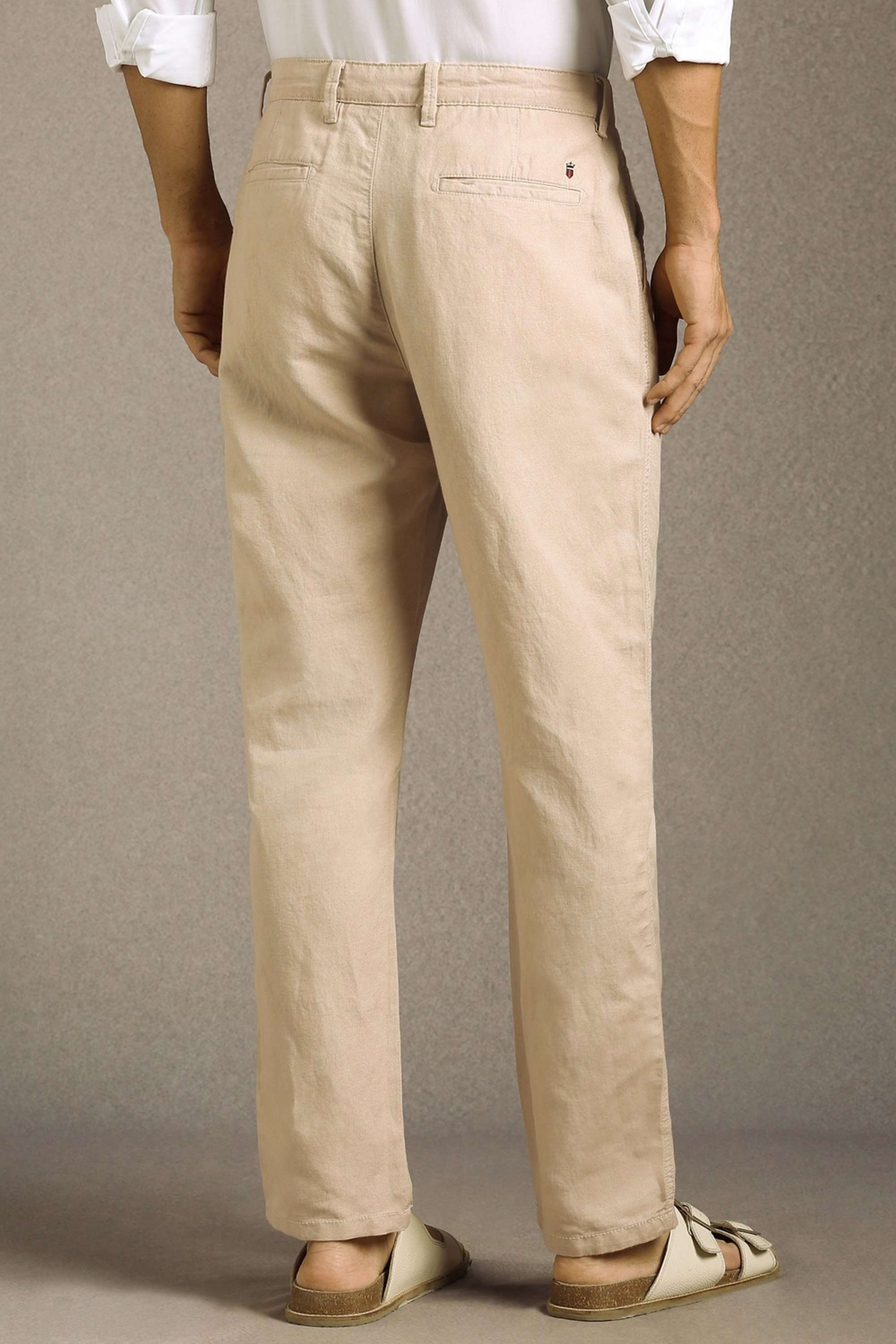 Solid-Cotton-Blend-Regular-Fit-Men-s-Casual-Trousers