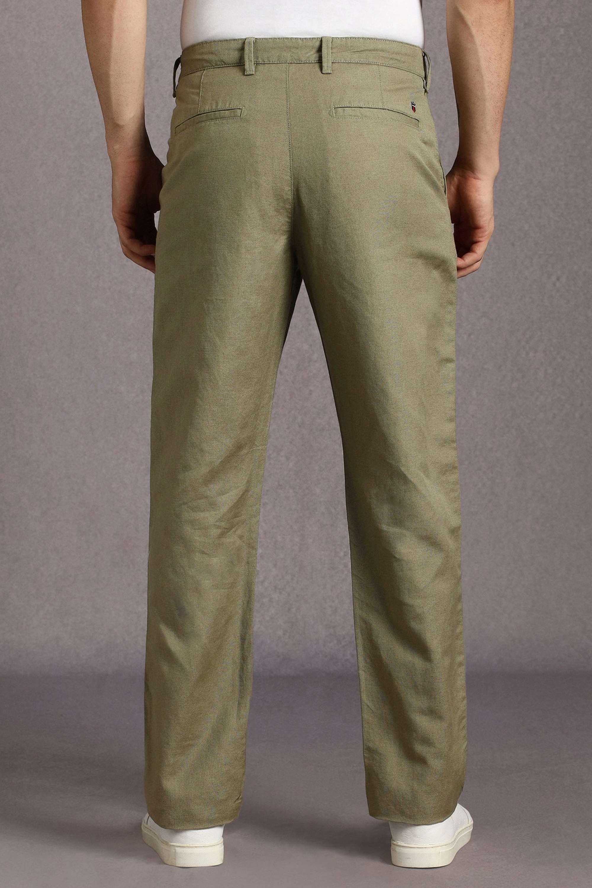 Solid-Cotton-Blend-Regular-Fit-Men-s-Casual-Trousers