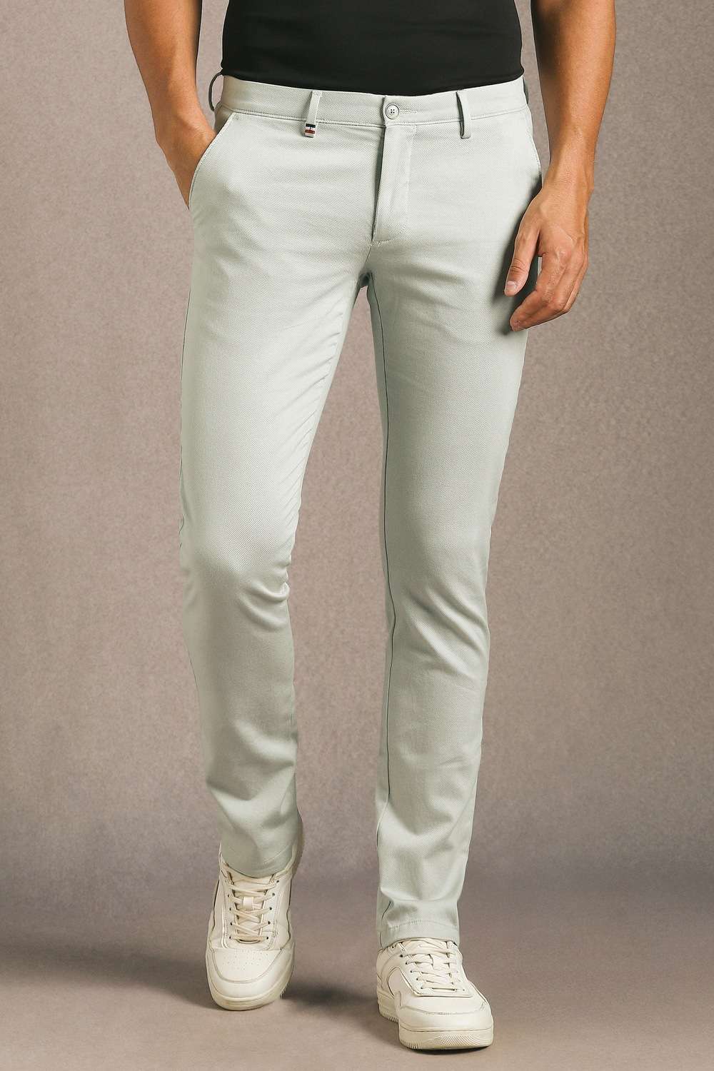 Solid-Cotton-Blend-Tapered-Fit-Men-s-Casual-Wear-Trousers