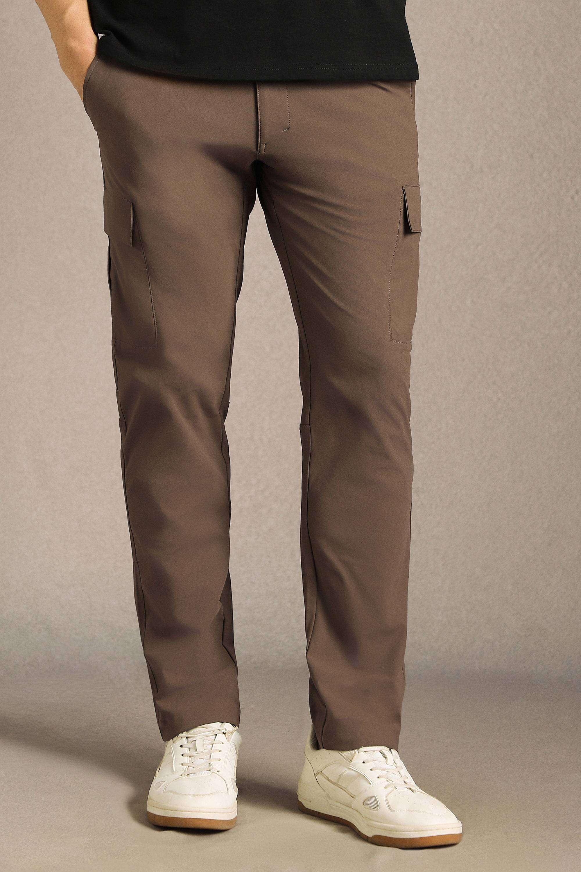 Solid-Polyester-Tapered-Fit-Men-s-Trousers