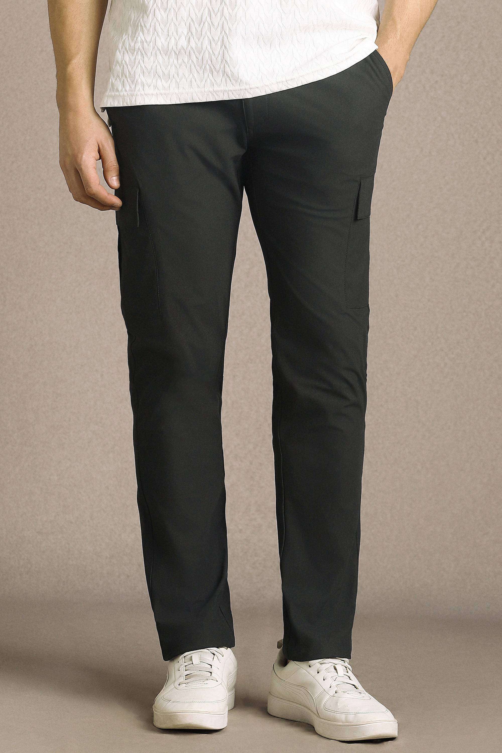 Solid-Polyester-Tapered-Fit-Men-s-Trousers