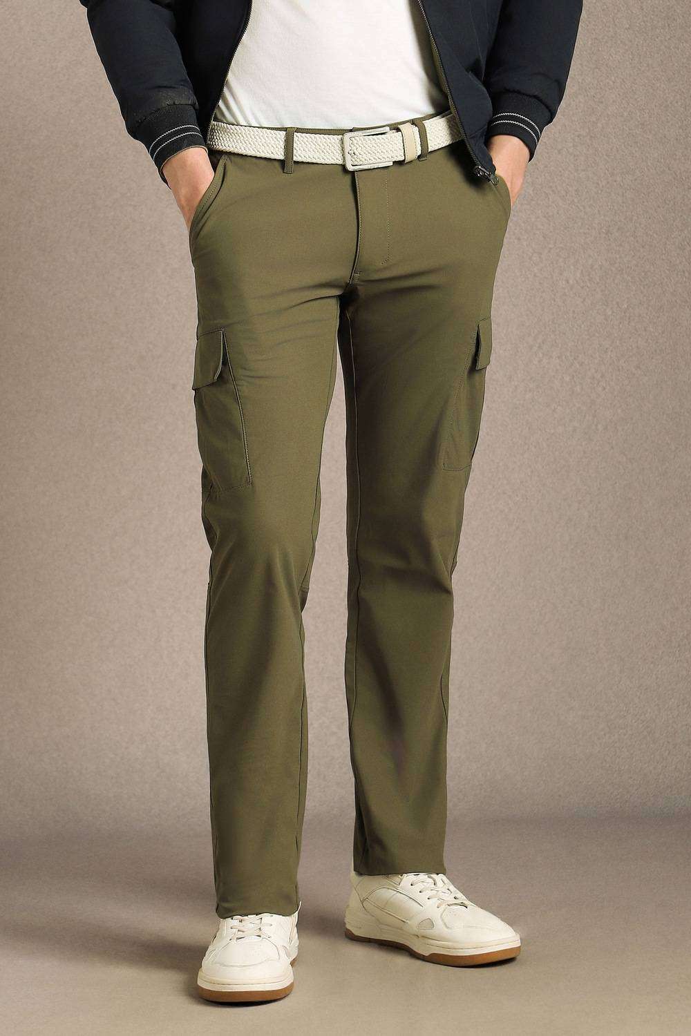 Solid-Polyester-Tapered-Fit-Men-s-Trousers