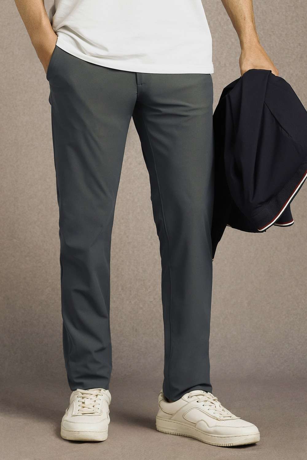 Solid-Polyester-Tapered-Fit-Men-s-Casual-Wear-Trousers