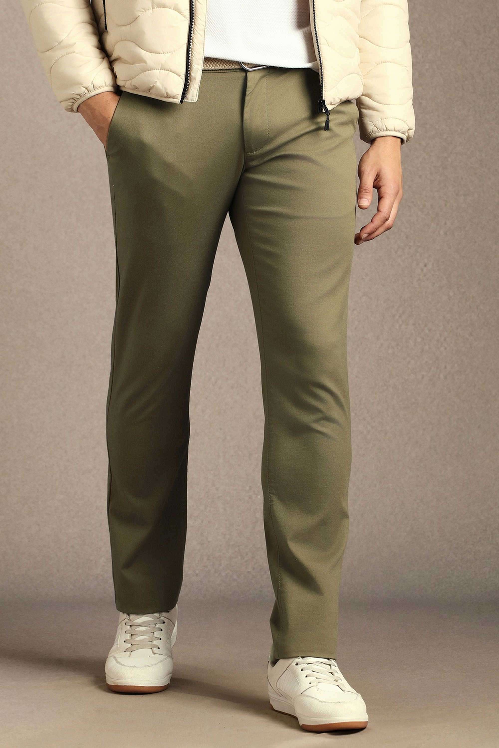 Solid-Blended-Fabric-Tapered-Fit-Men-Casual-Wear-Trouser