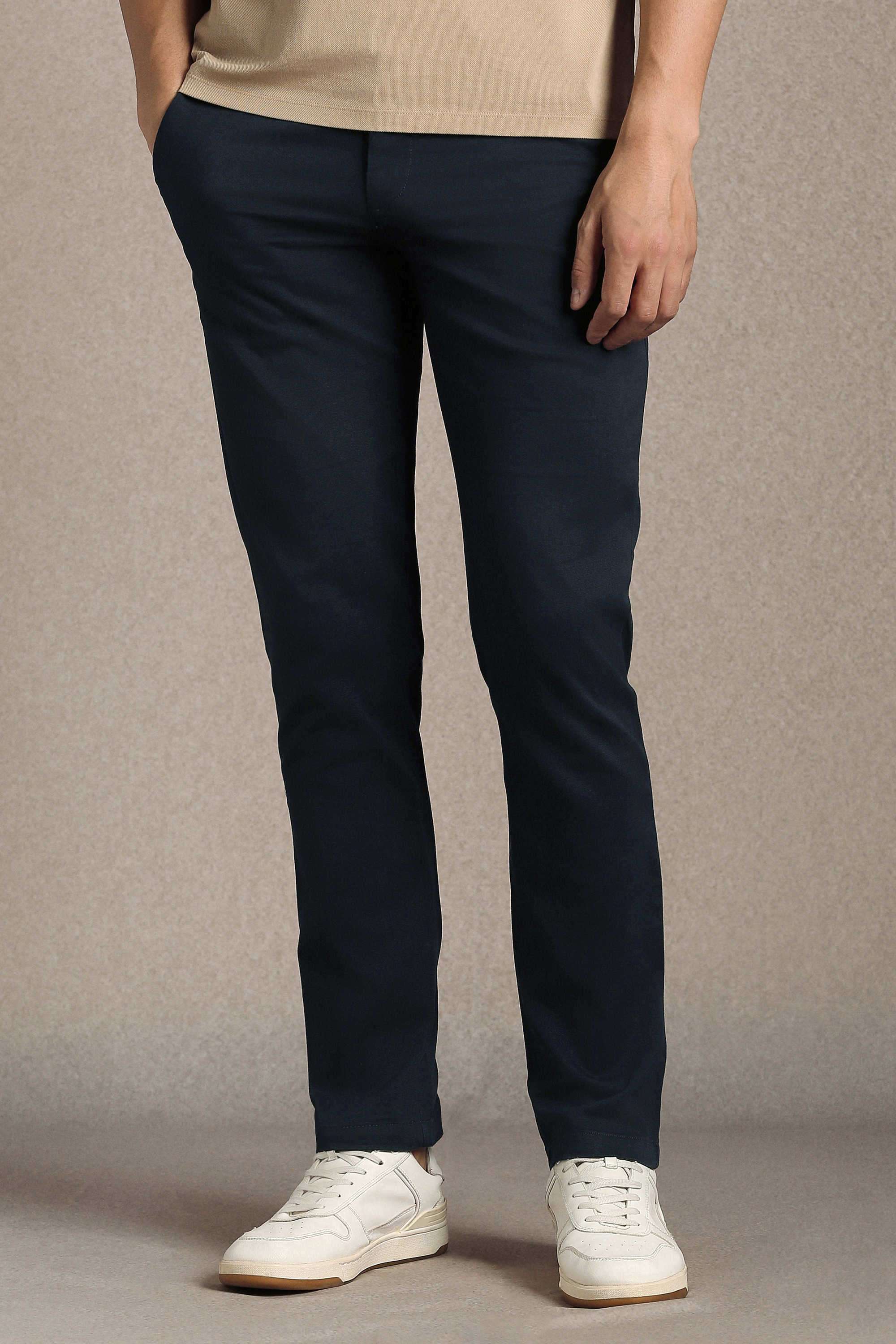 Solid-Cotton-Blend-Tapered-Fit-Men-Casual-Wear-Trouser