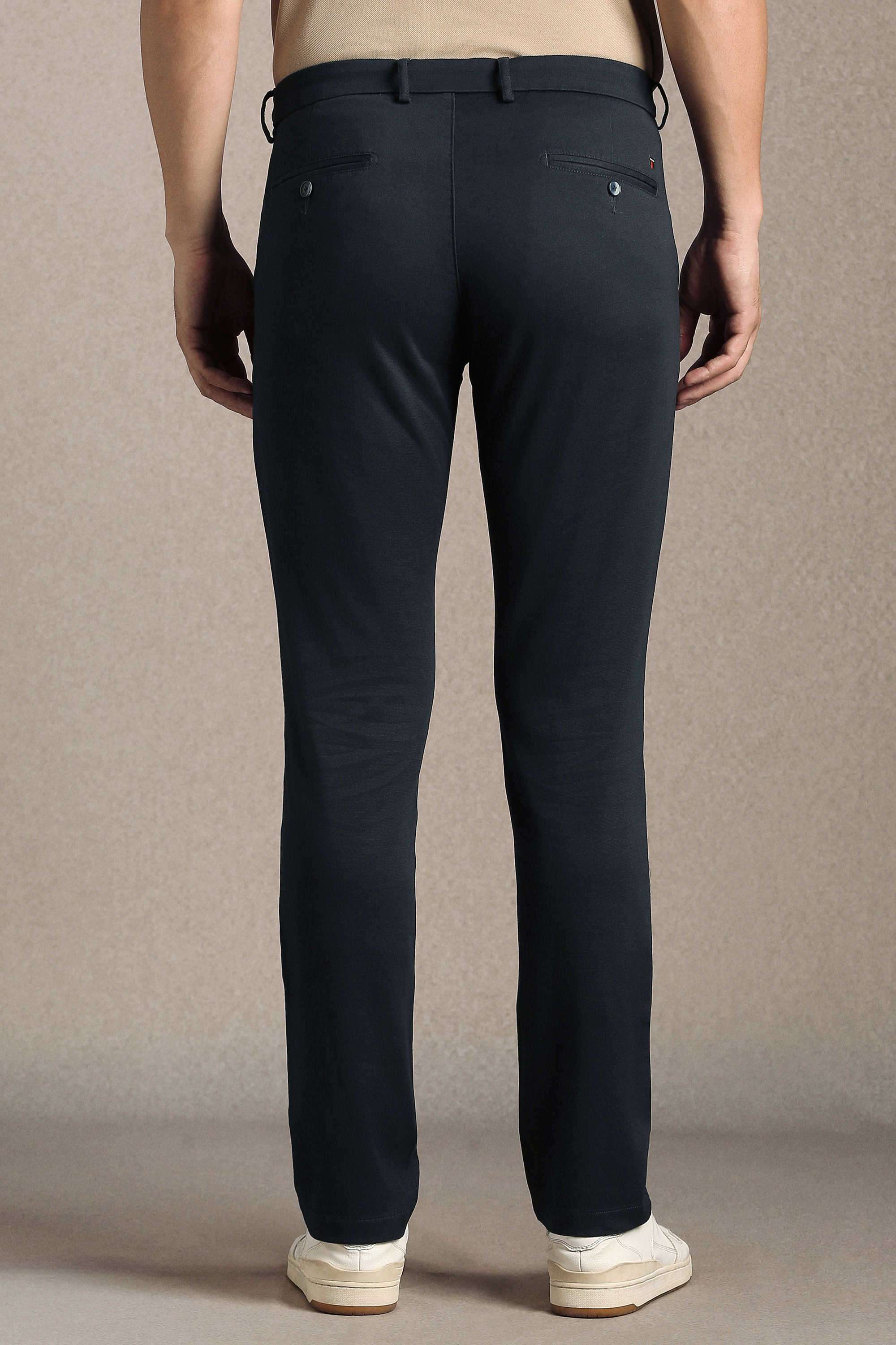 Solid-Cotton-Blend-Tapered-Fit-Men-Casual-Wear-Trouser