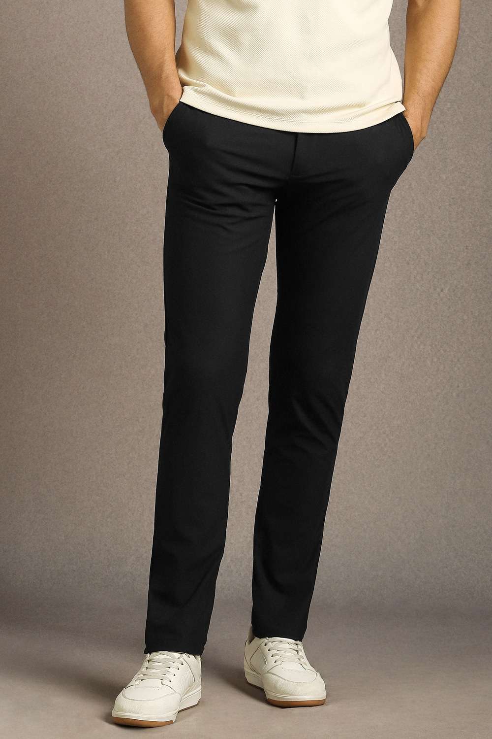 Solid-Polyester-Tapered-Fit-Men-s-Trousers