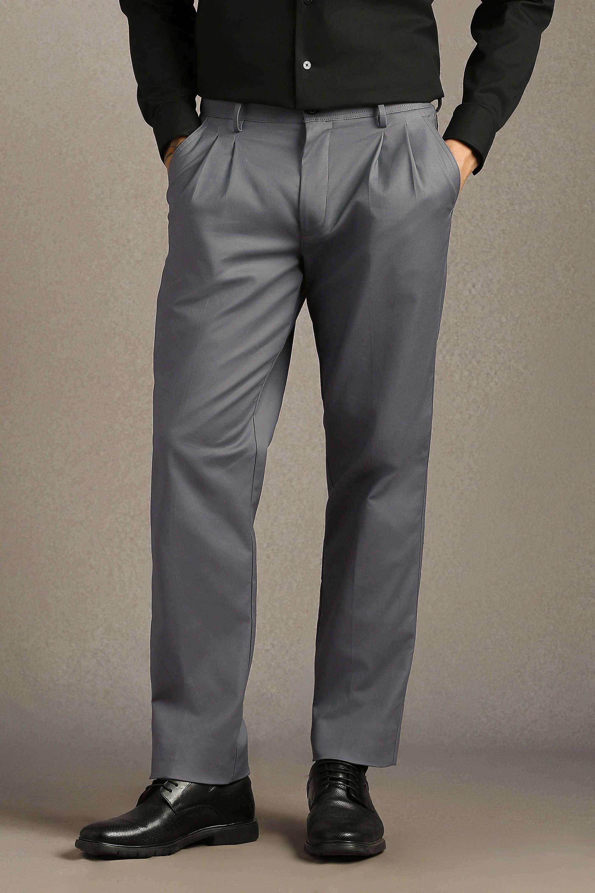 Solid-Cotton-Blend-Tapered-Fit-Men-Formal-Wear-Trouser