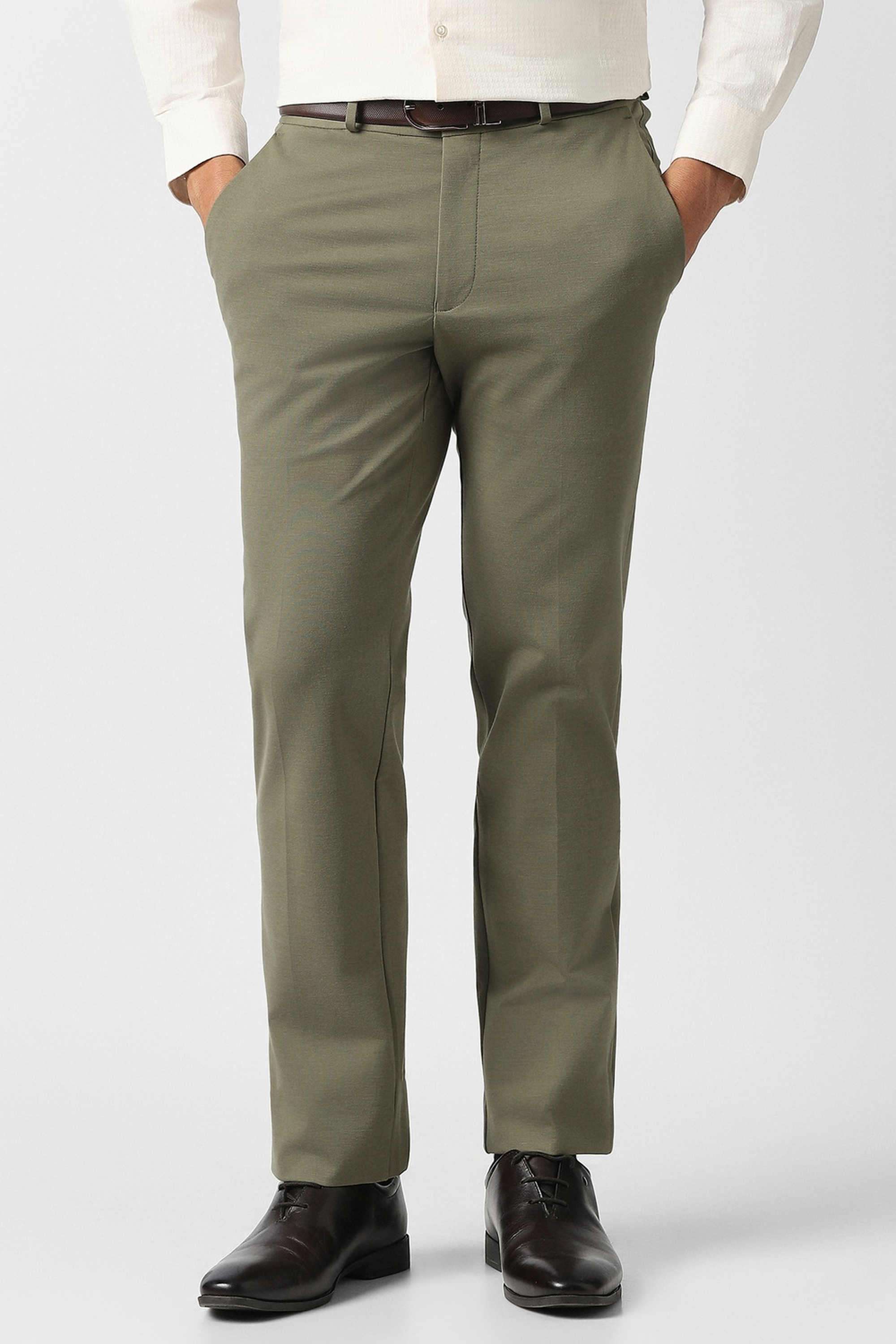 Solid-Blended-Fabric-Slim-Fit-Men-s-Casual-Trousers