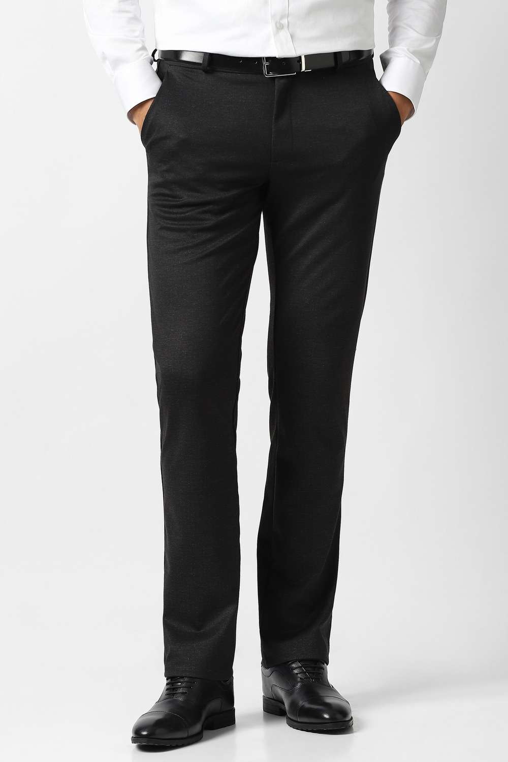 Solid-Polyester-Blend-Slim-Fit-Men-s-Casual-Wear-Trousers