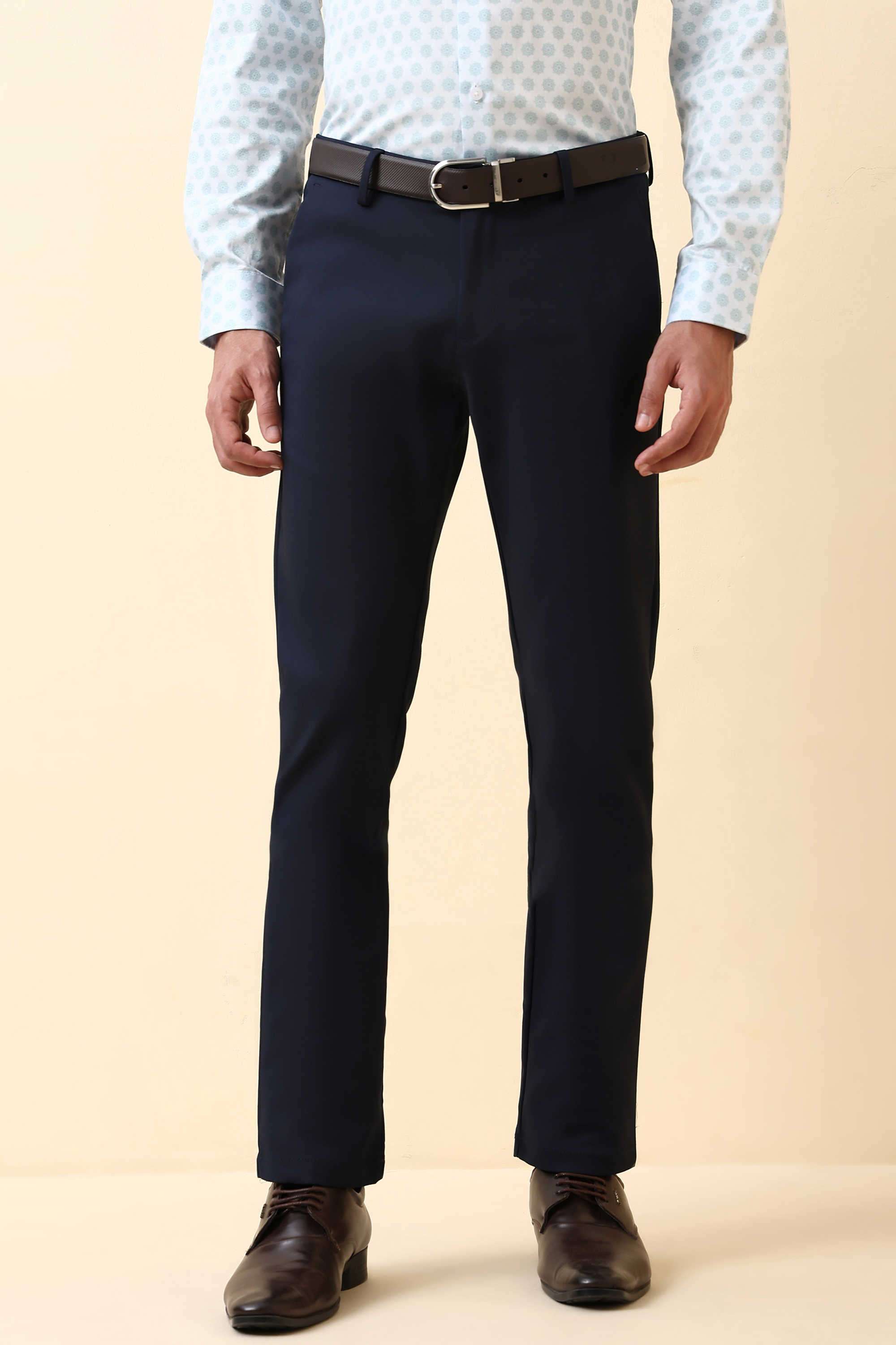 Solid-Cotton-Nylon-Super-Slim-Fit-Men-s-Trousers