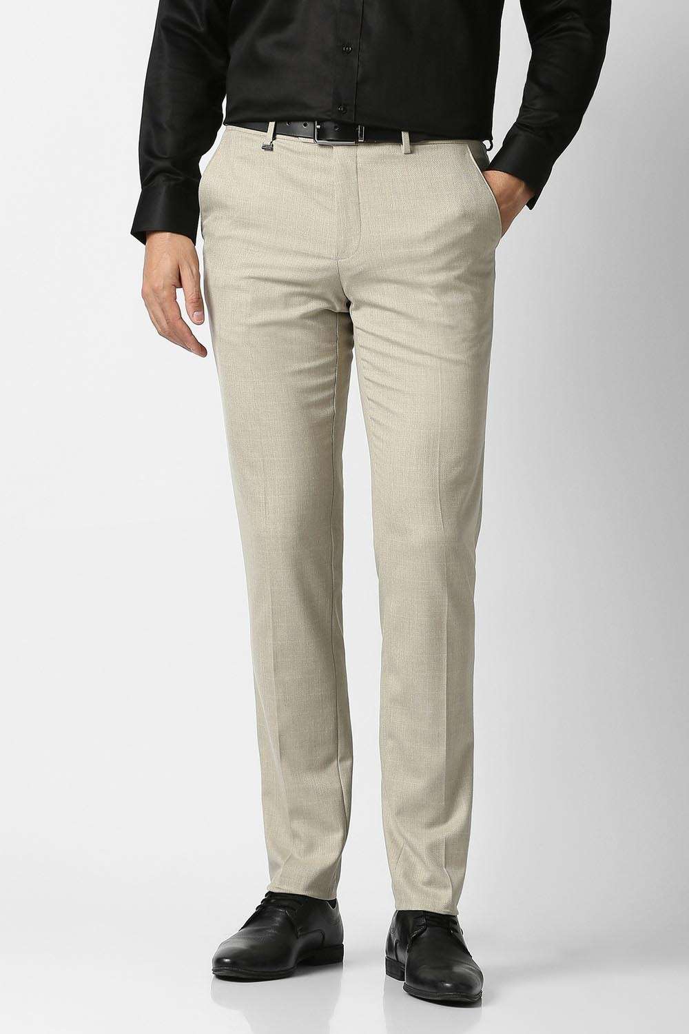 Checks-Blended-Fabric-Slim-Fit-Men-s-Formal-Trousers