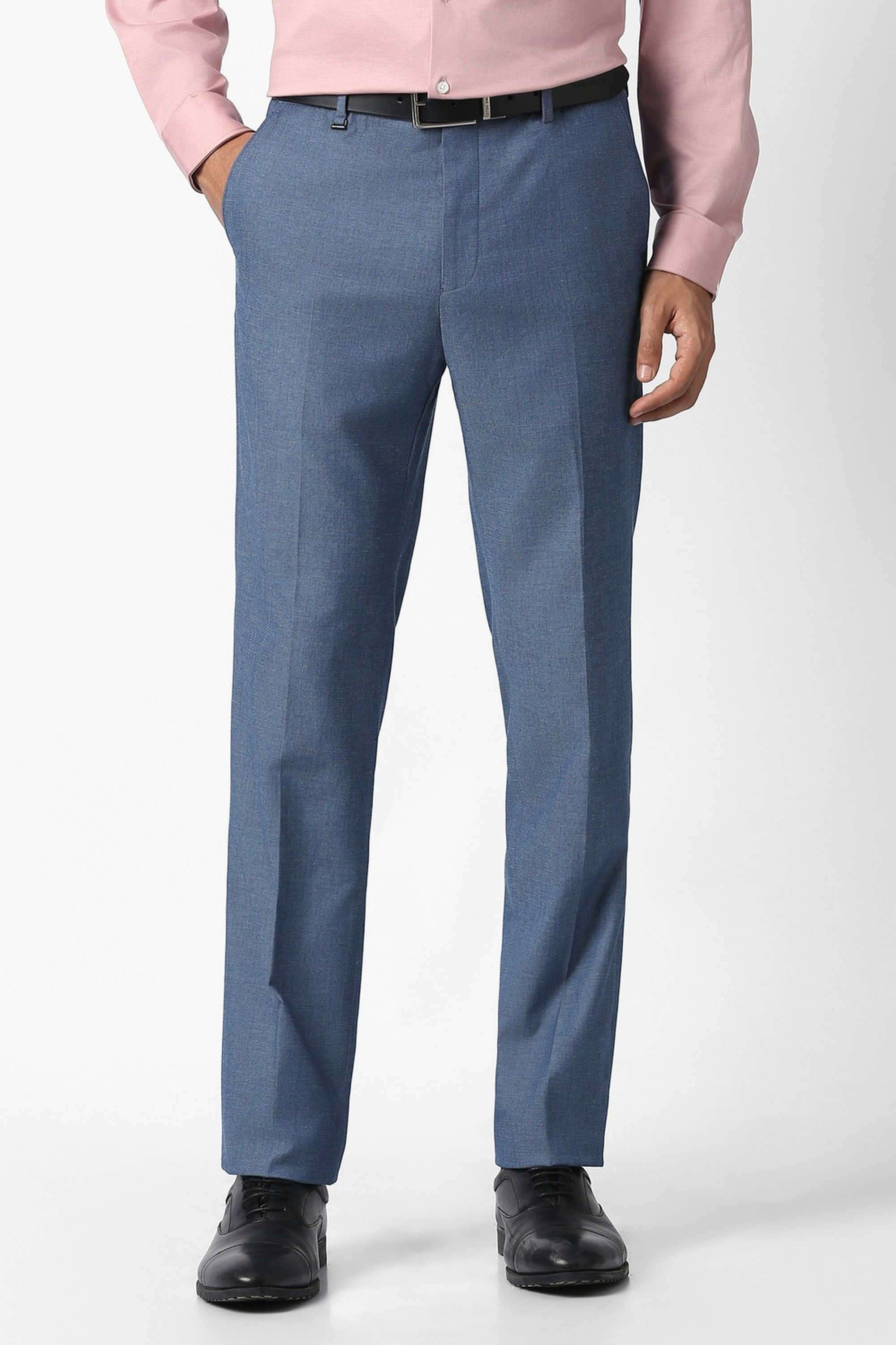 Solid-Blended-Fabric-Slim-Fit-Men-Trousers