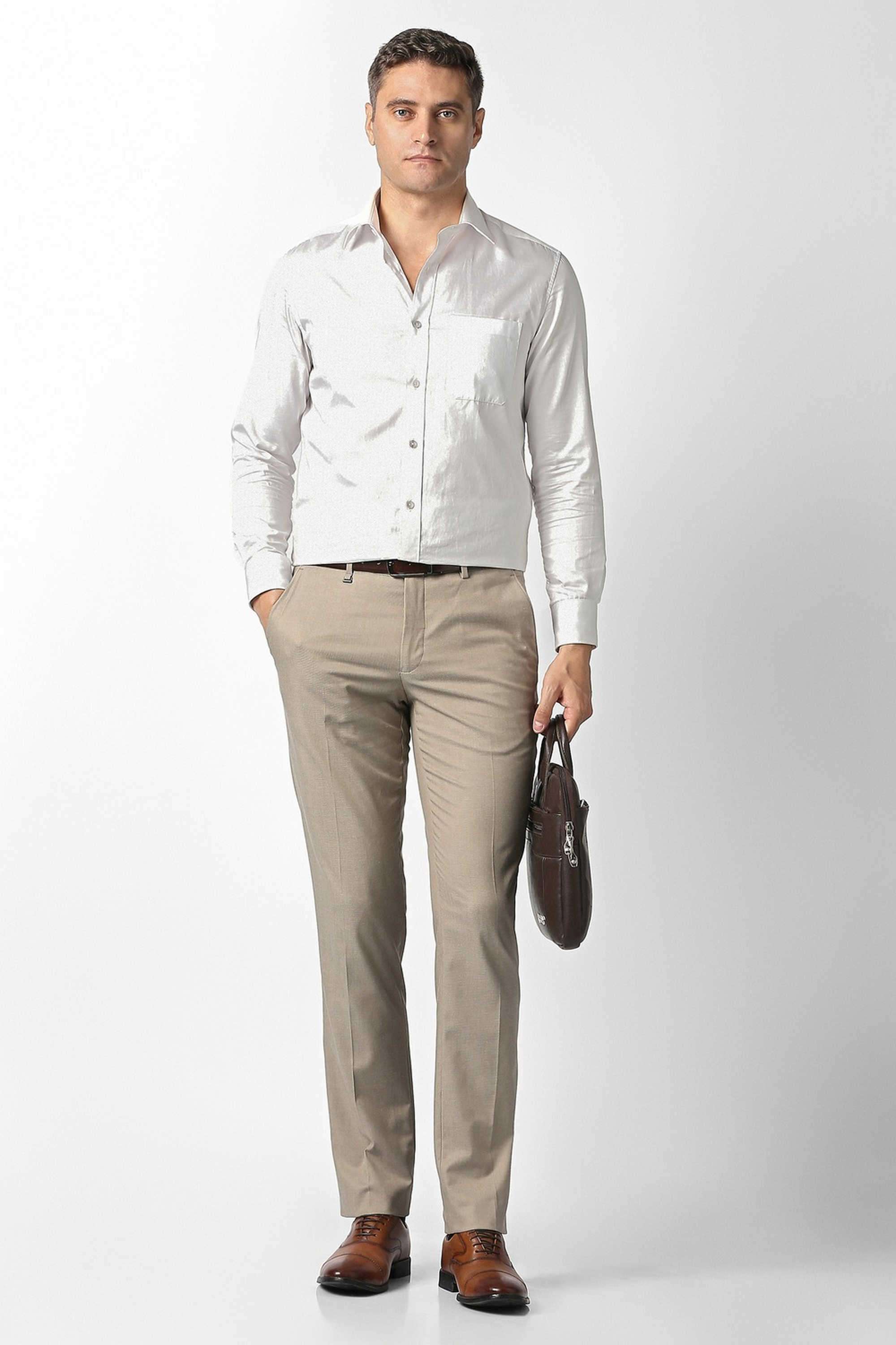 Solid-Blended-Fabric-Slim-Fit-Men-s-Formal-Trousers