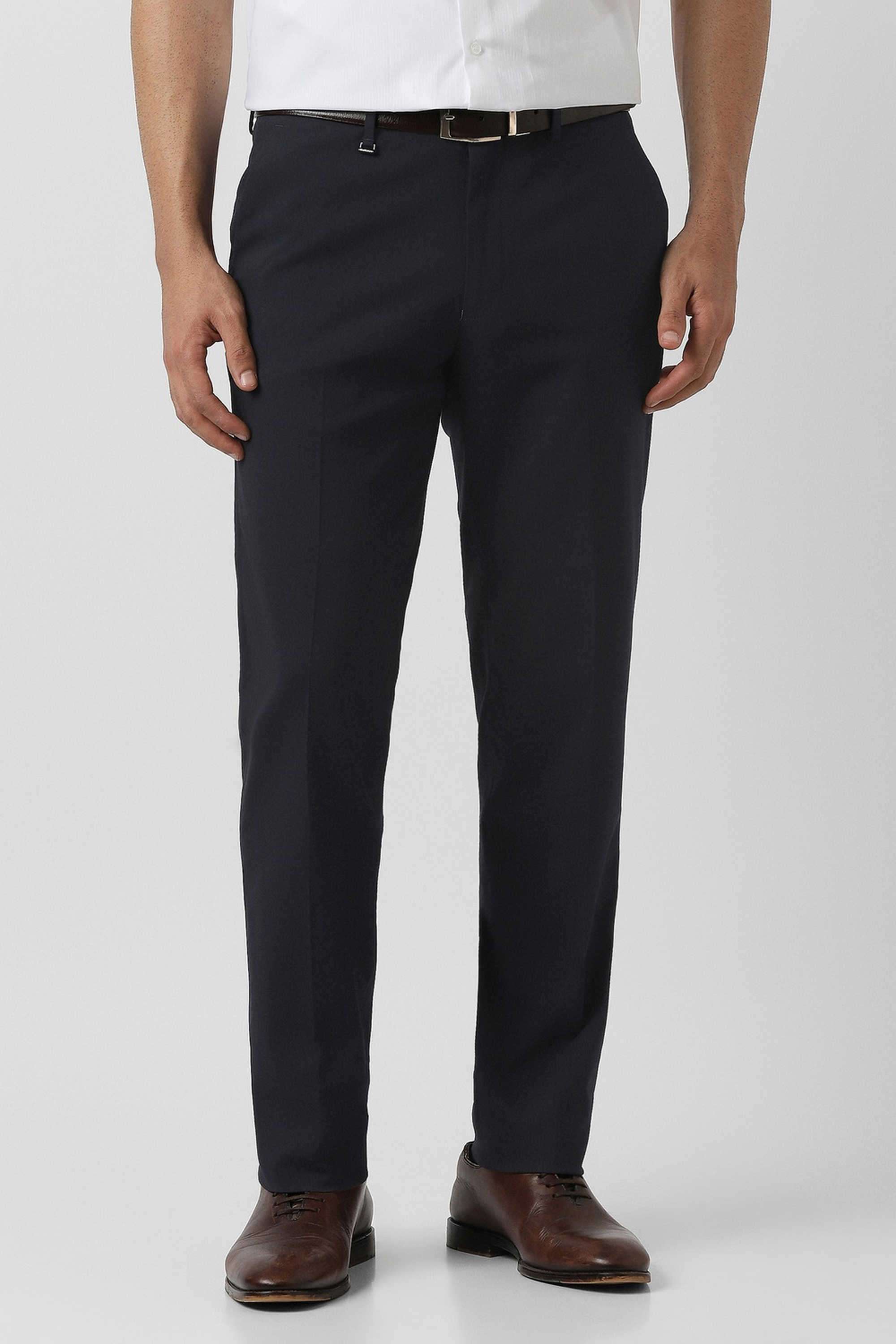 Solid-Blended-Fabric-Slim-Fit-Men-Trousers