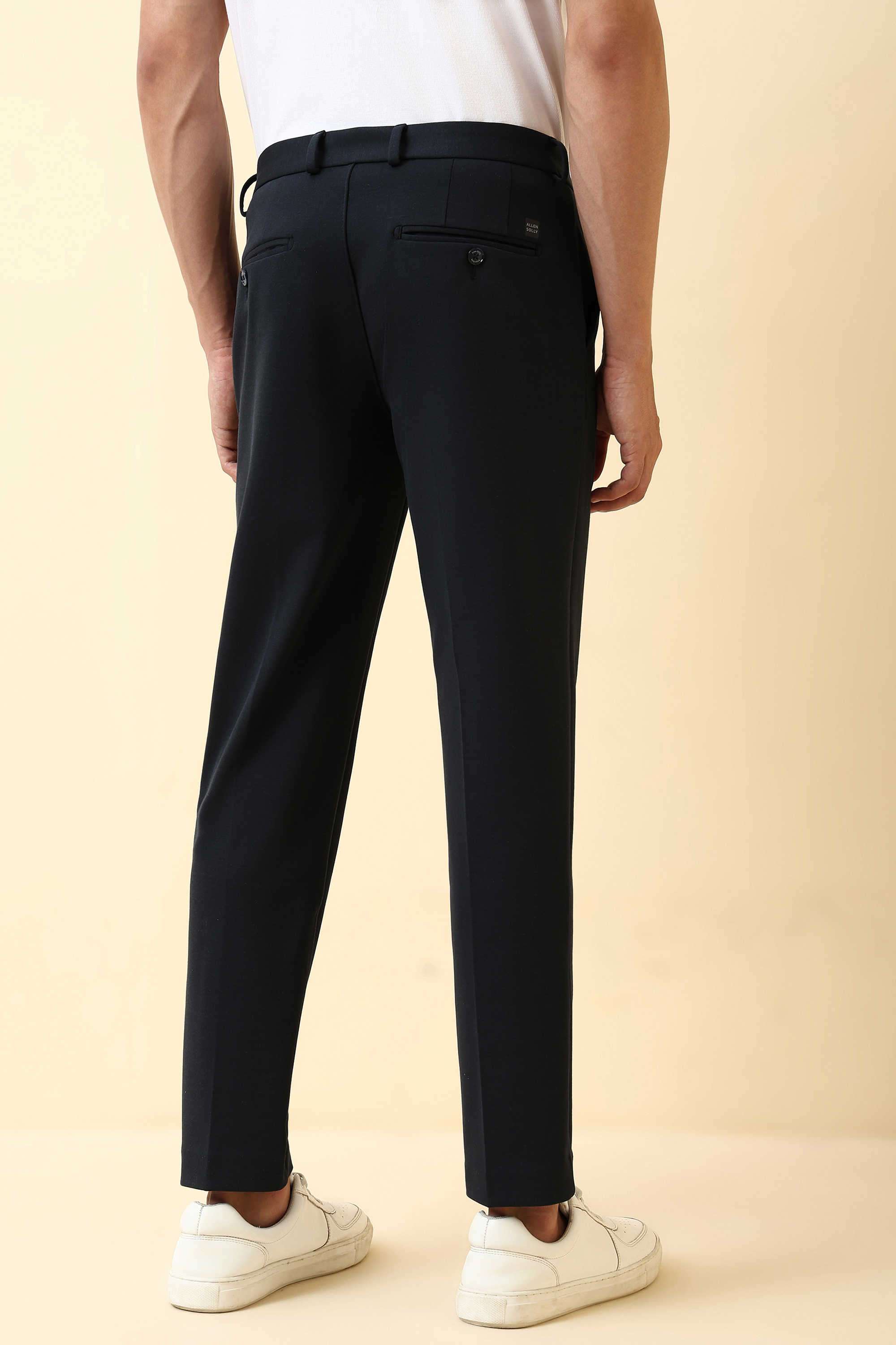 Solid-Polyester-Viscose-Regular-Fit-Men-s-Trousers