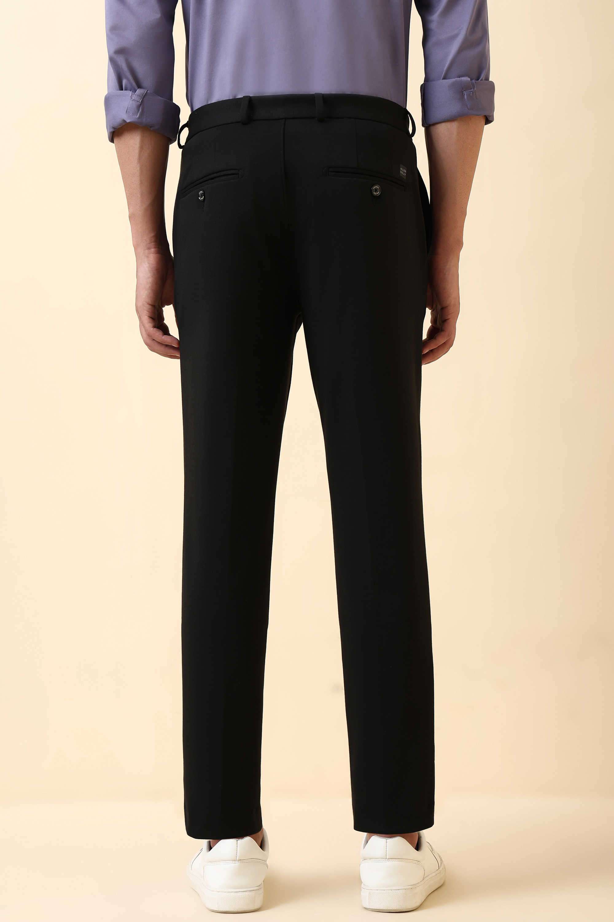 Solid-Polyester-Viscose-Regular-Fit-Men-s-Trousers