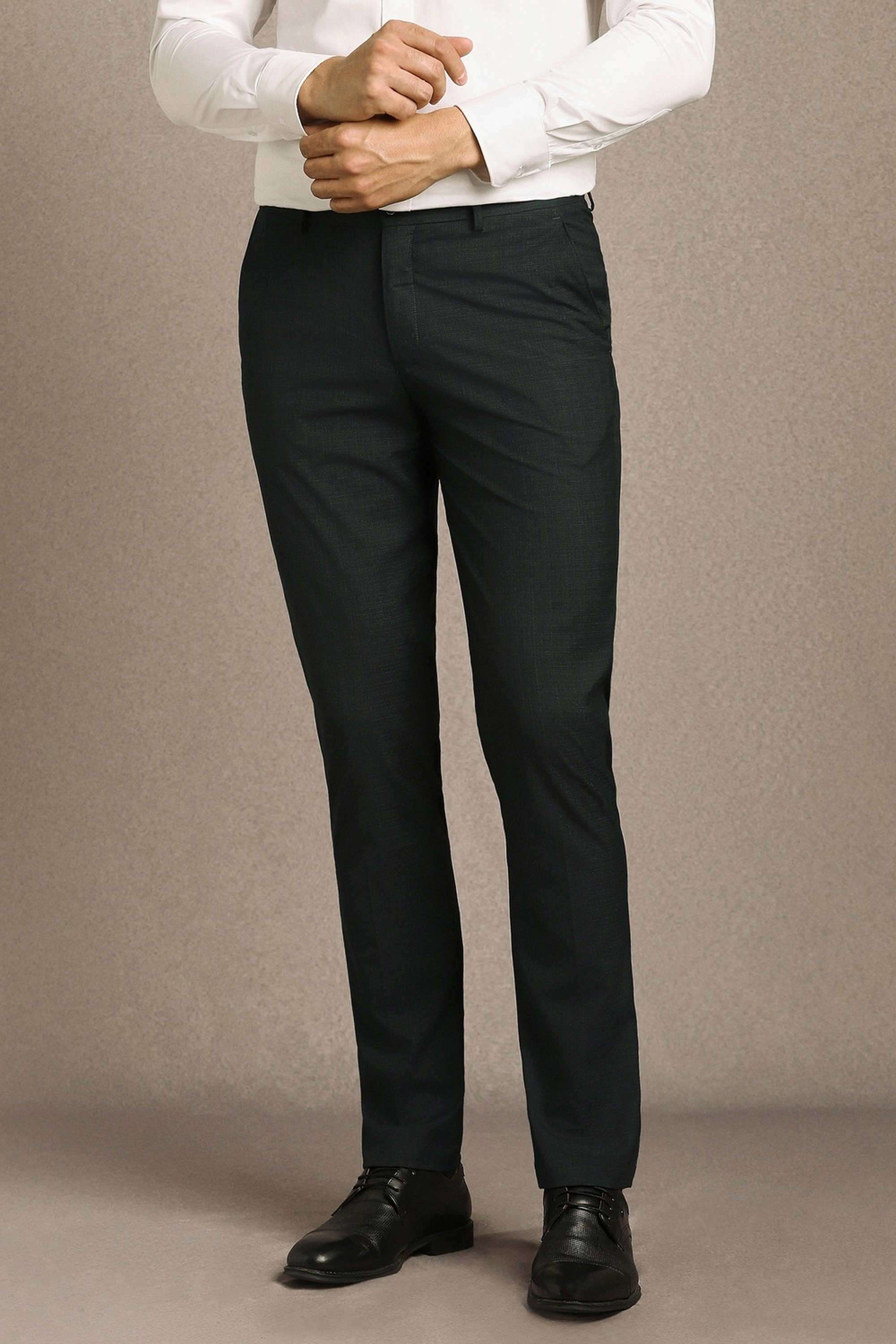 Solid-Polyester-Blend-Slim-Fit-Men-s-Formal-Trousers