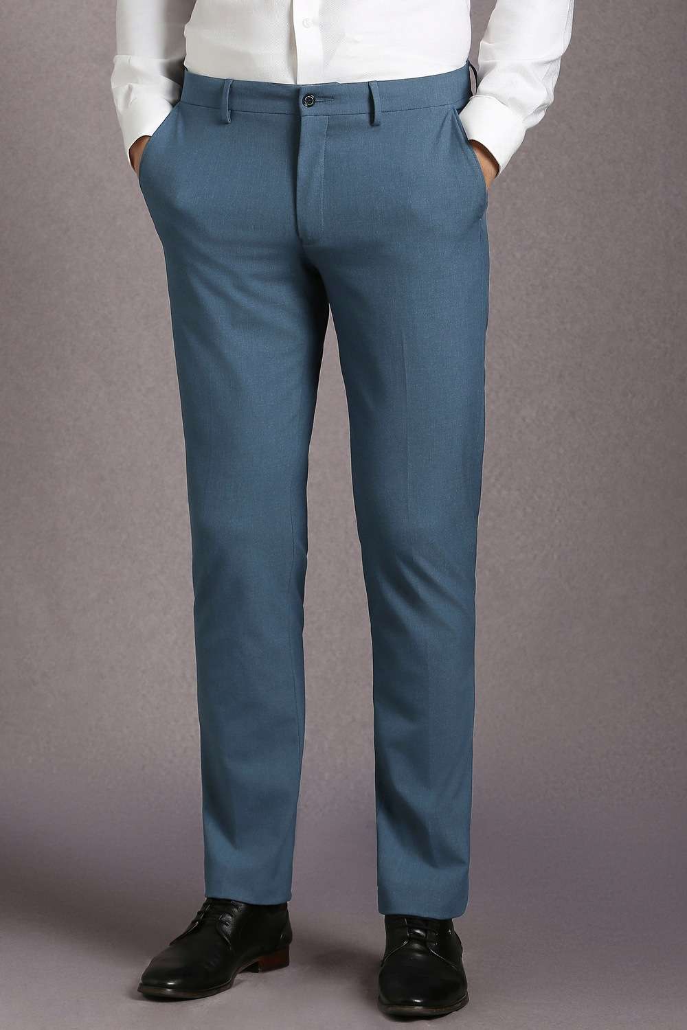 Solid-Poly-Cotton-Slim-Fit-Men-Formal-Wear-Trousers