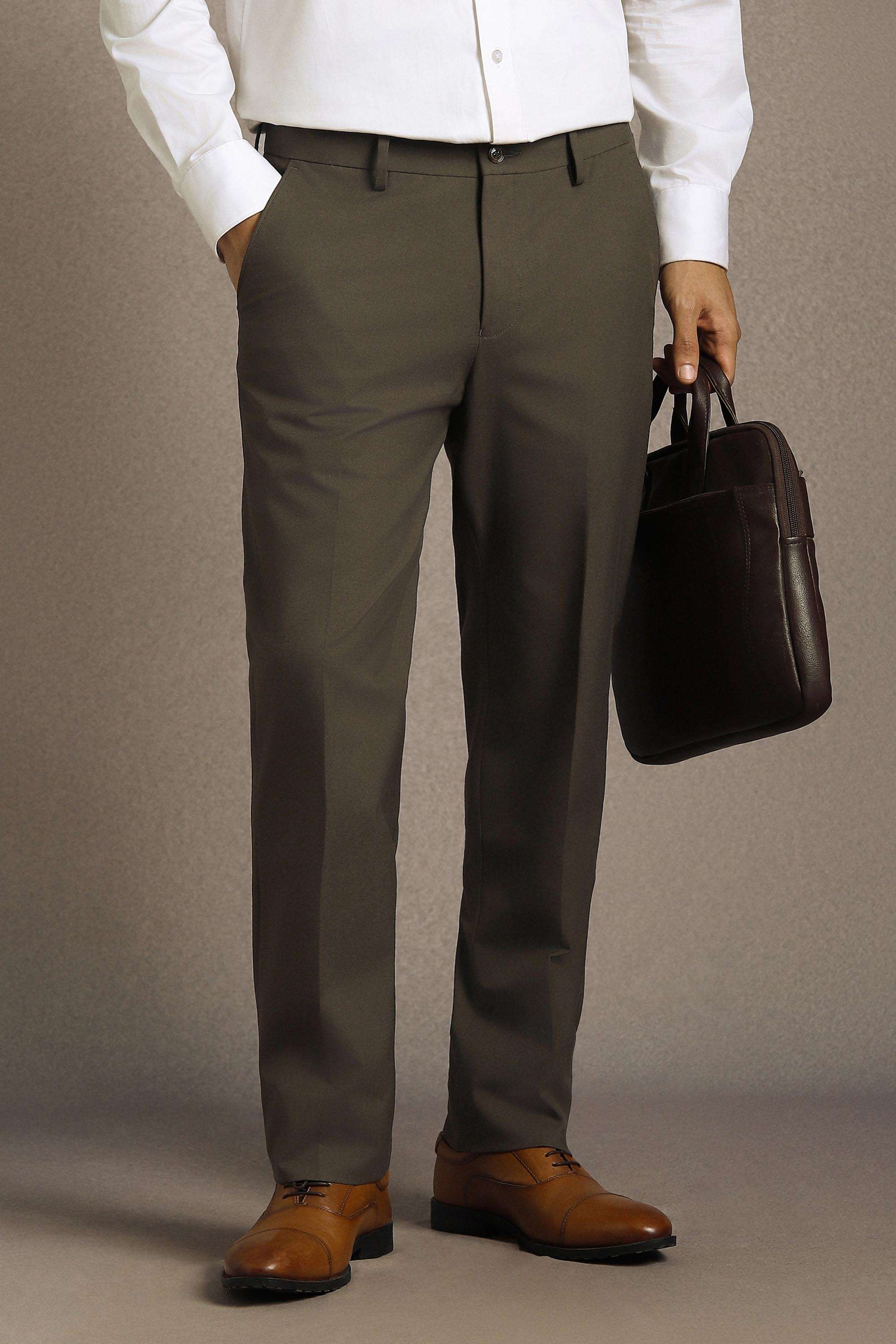 Solid-Blended-Fabric-Slim-Fit-Men-Trousers