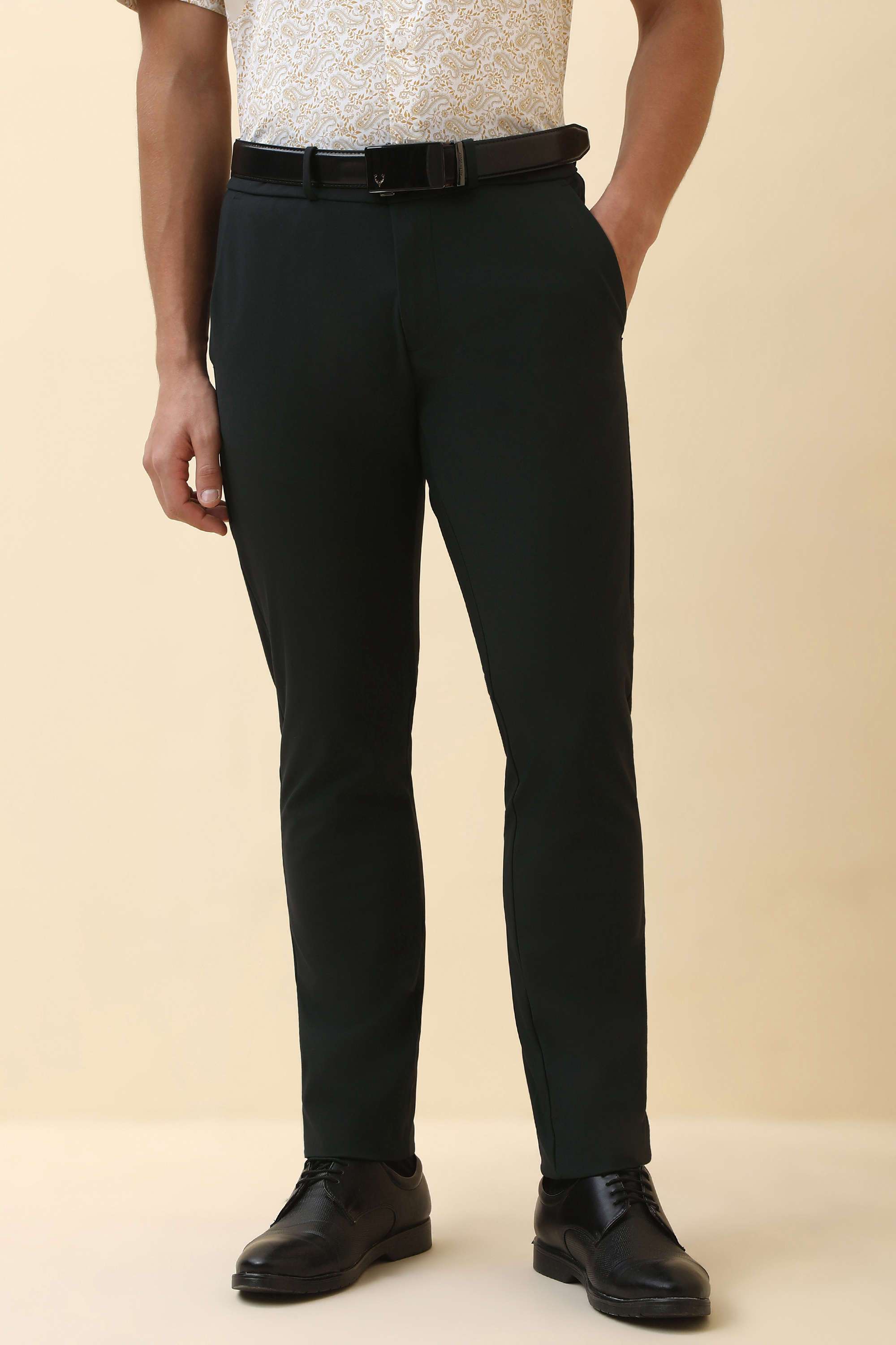 Solid-Polyester-Super-Slim-Fit-Men-Formal-Wear-Trousers