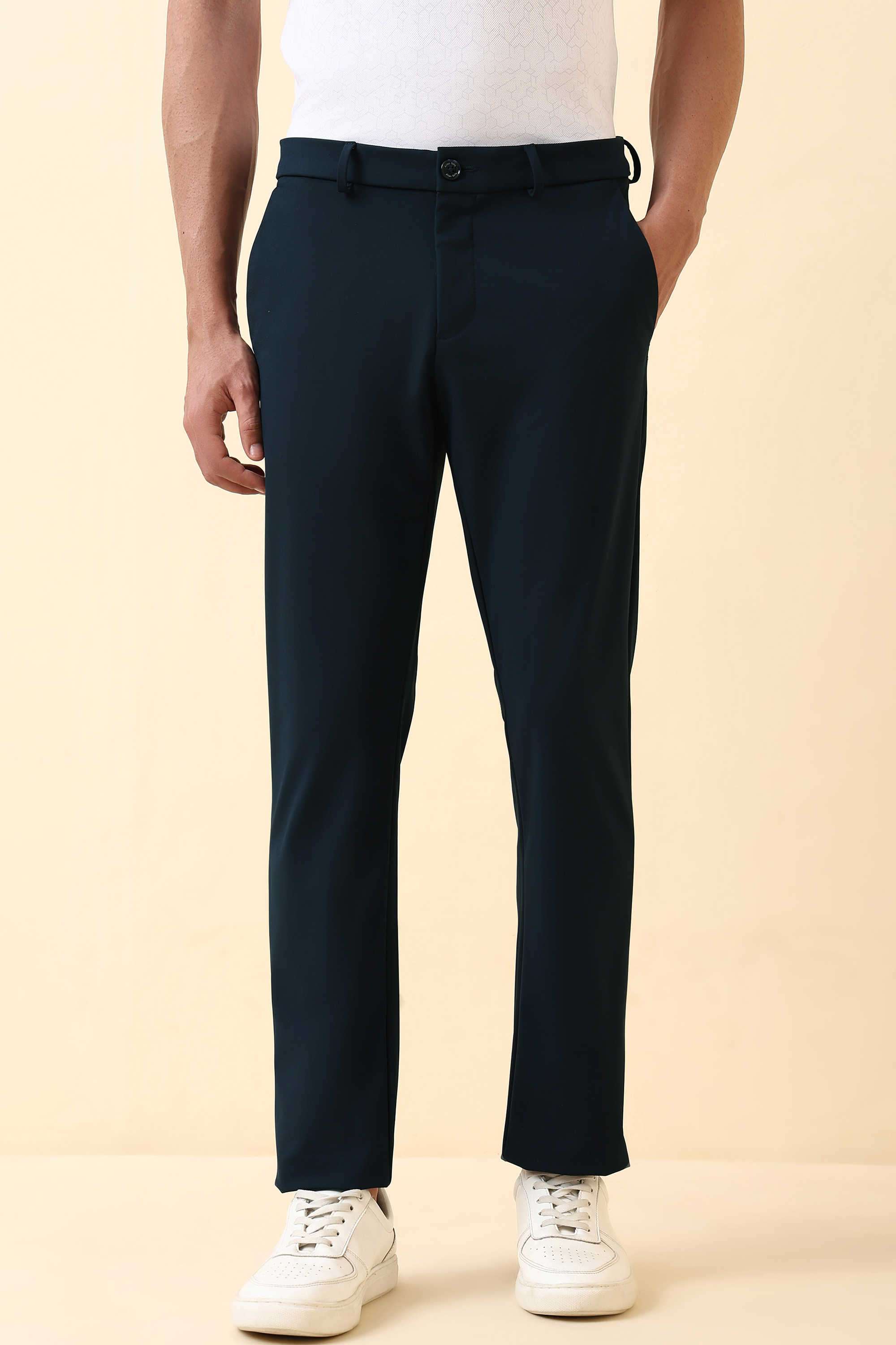 Solid-Polyester-Super-Slim-Fit-Men-s-Trousers