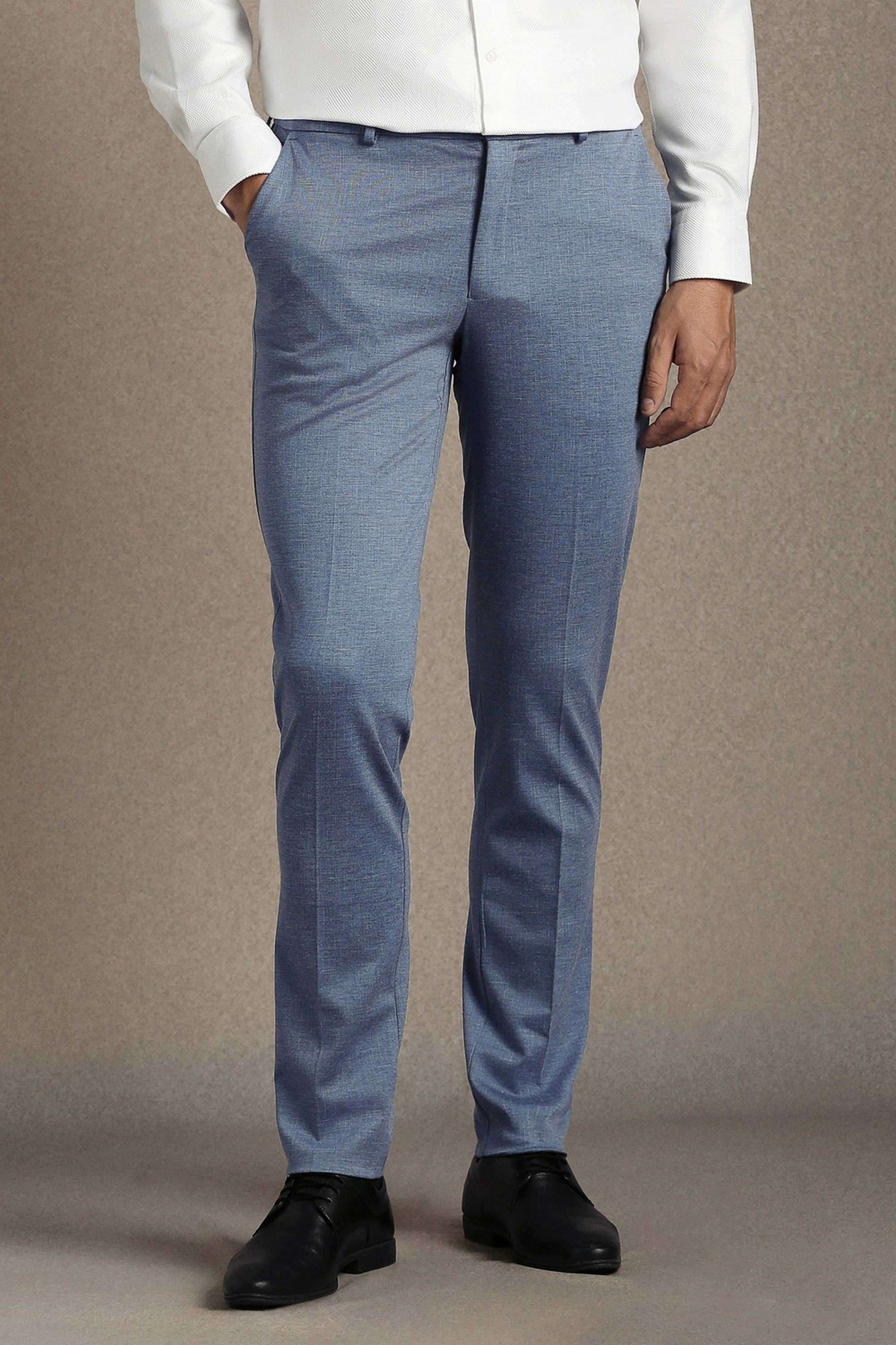 Solid-Blended-Fabric-Tapered-Fit-Men-Trousers