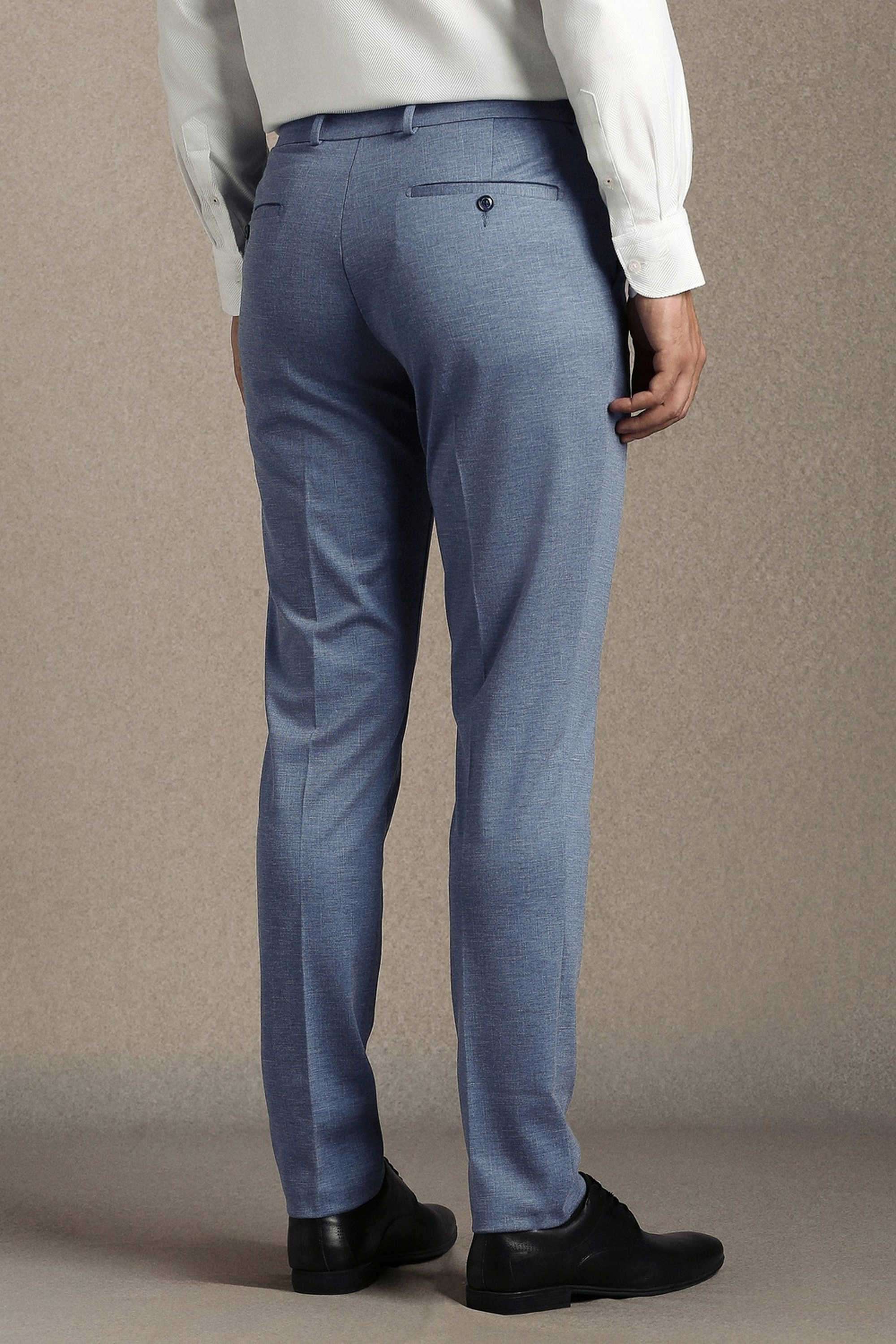 Solid-Blended-Fabric-Tapered-Fit-Men-Trousers