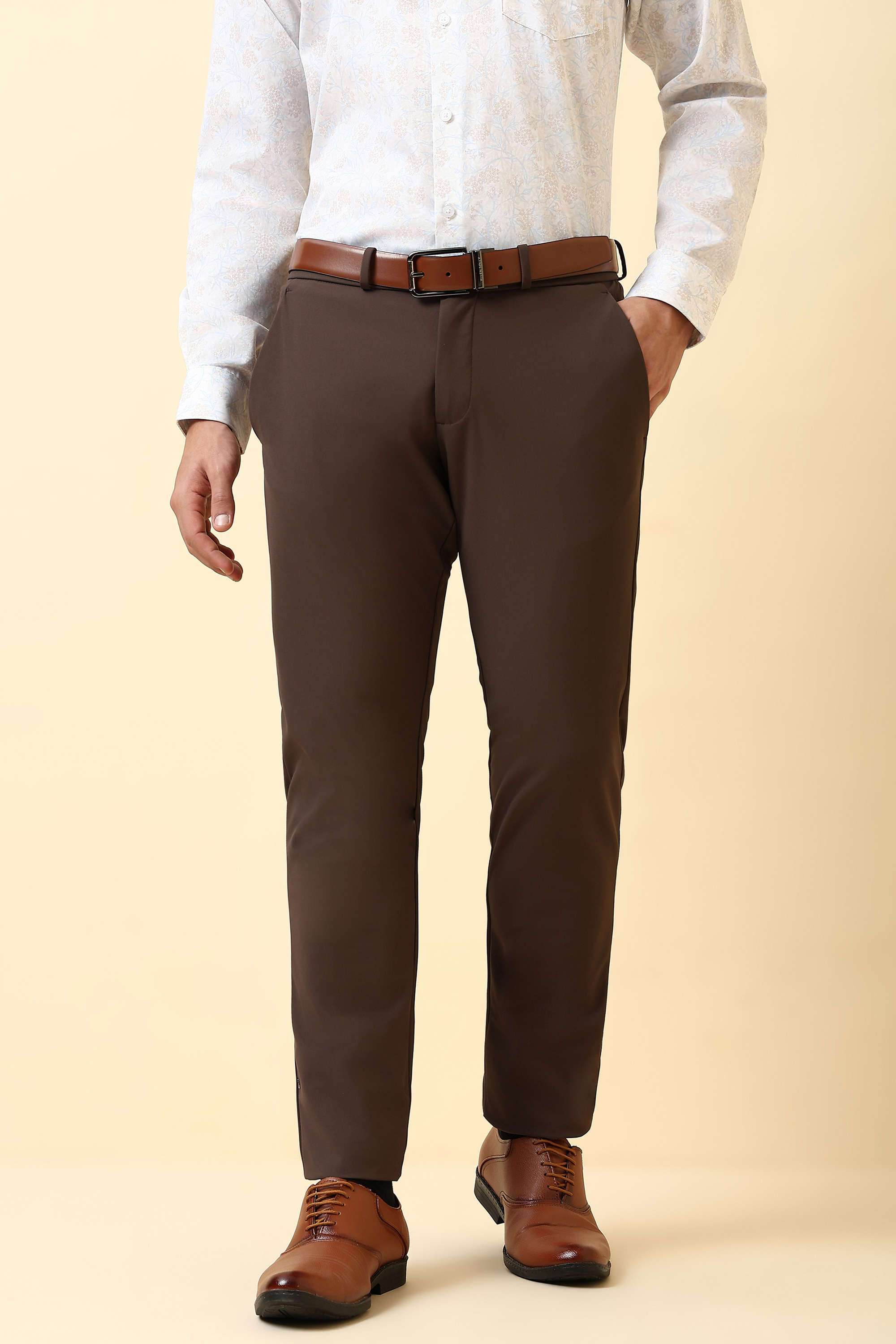 Solid-Polyester-Super-Slim-Fit-Men-Formal-Wear-Trousers