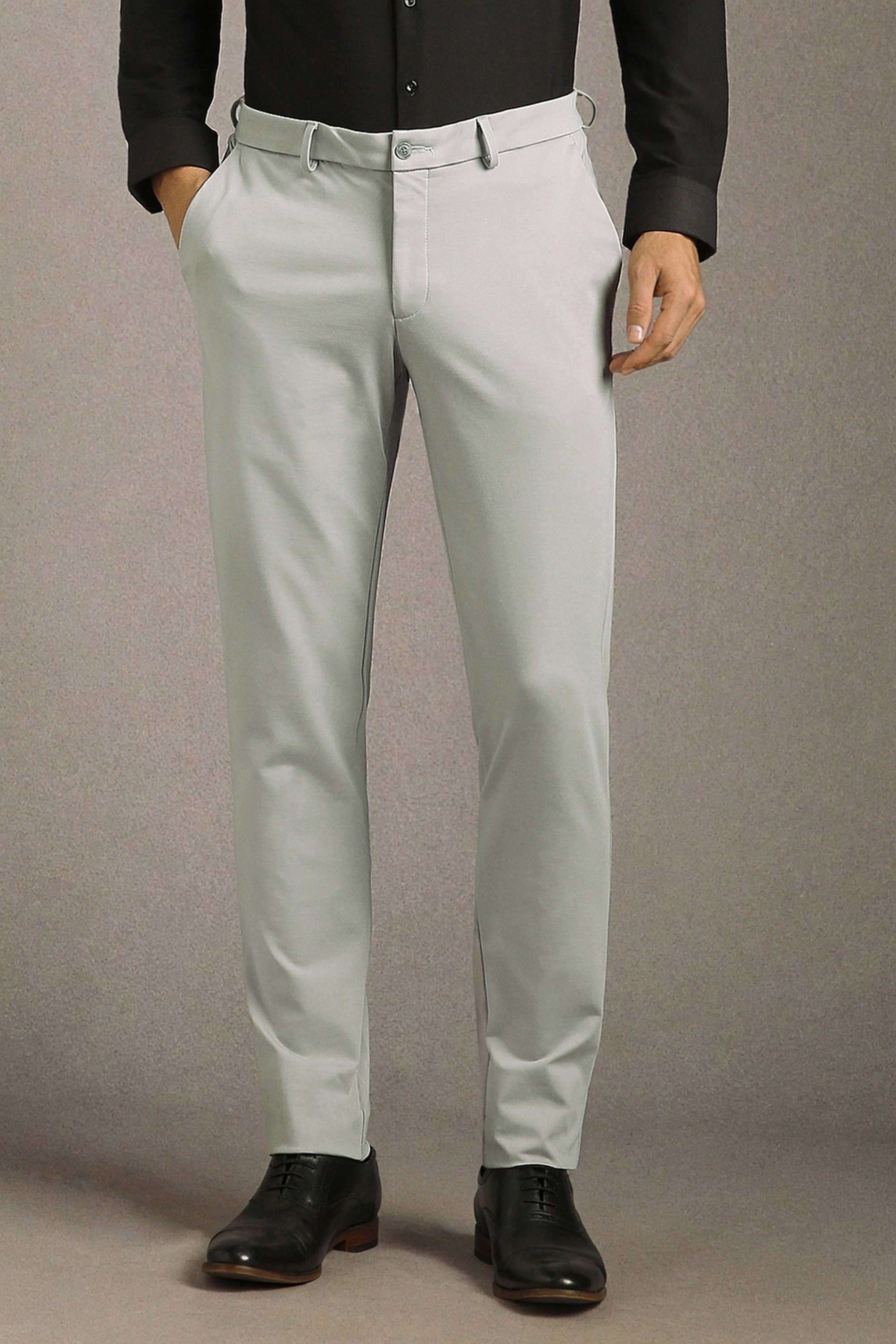 Solid-Nylon-Tapered-Fit-Men-s-Formal-Trousers
