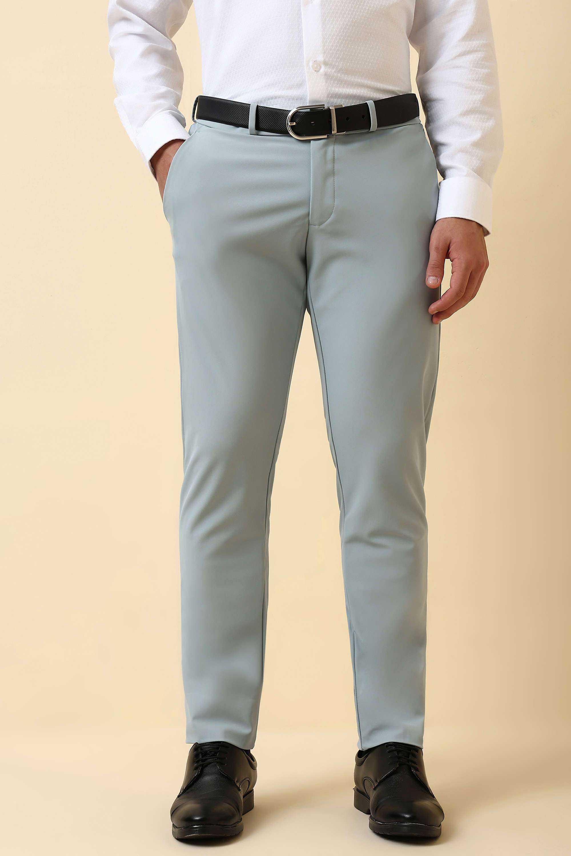 Solid-Polyester-Super-Slim-Fit-Men-Formal-Wear-Trousers