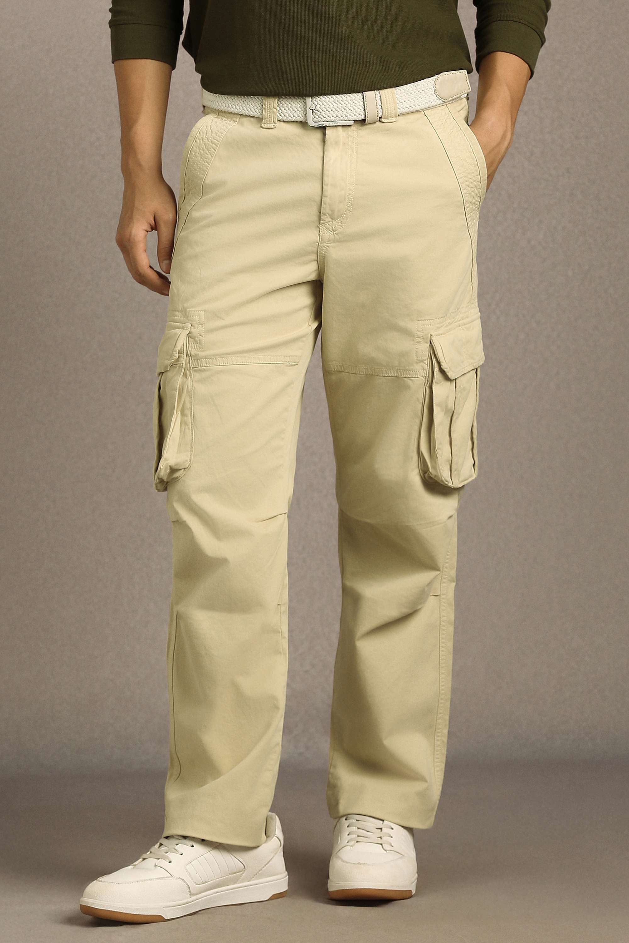Solid-Cotton-Blend-Slim-Fit-Men-s-Casual-Trousers