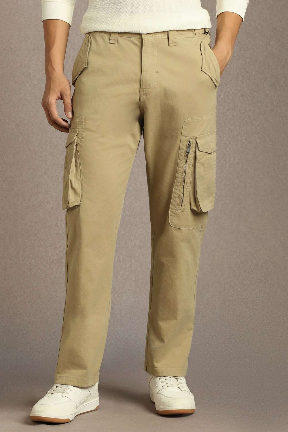 Solid-Cotton-Blend-Slim-Fit-Men-s-Casual-Trousers
