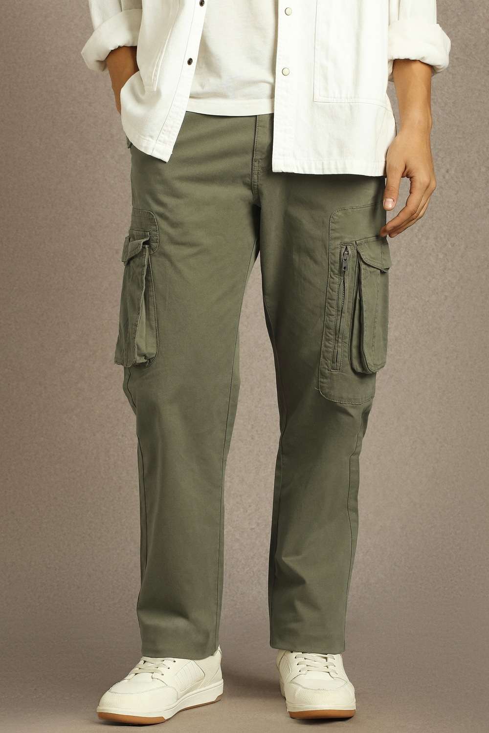 Solid-Cotton-Blend-Slim-Fit-Men-s-Casual-Trousers