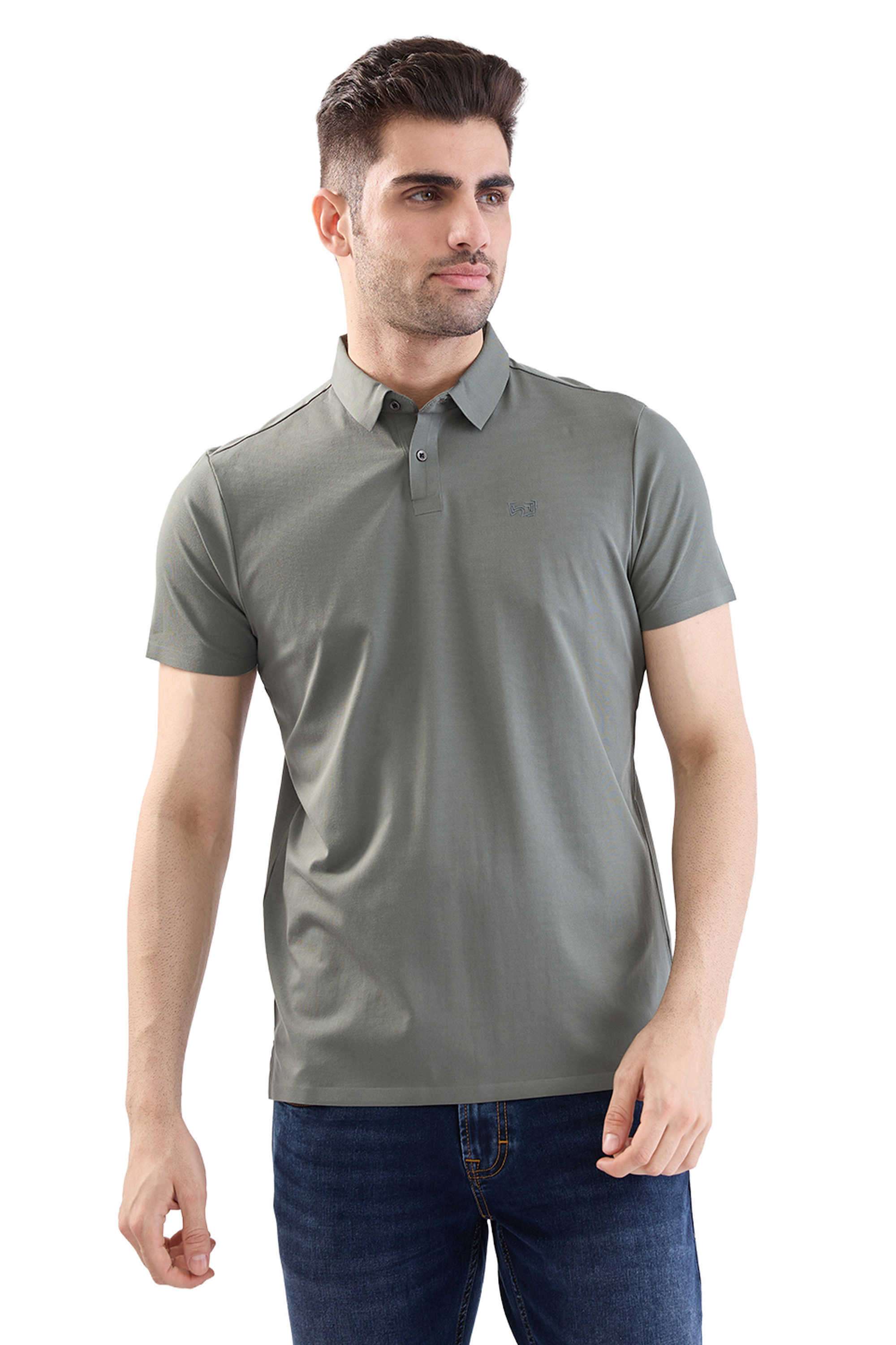 Solid-Cotton-Blend-Polo-Men-s-T-Shirt