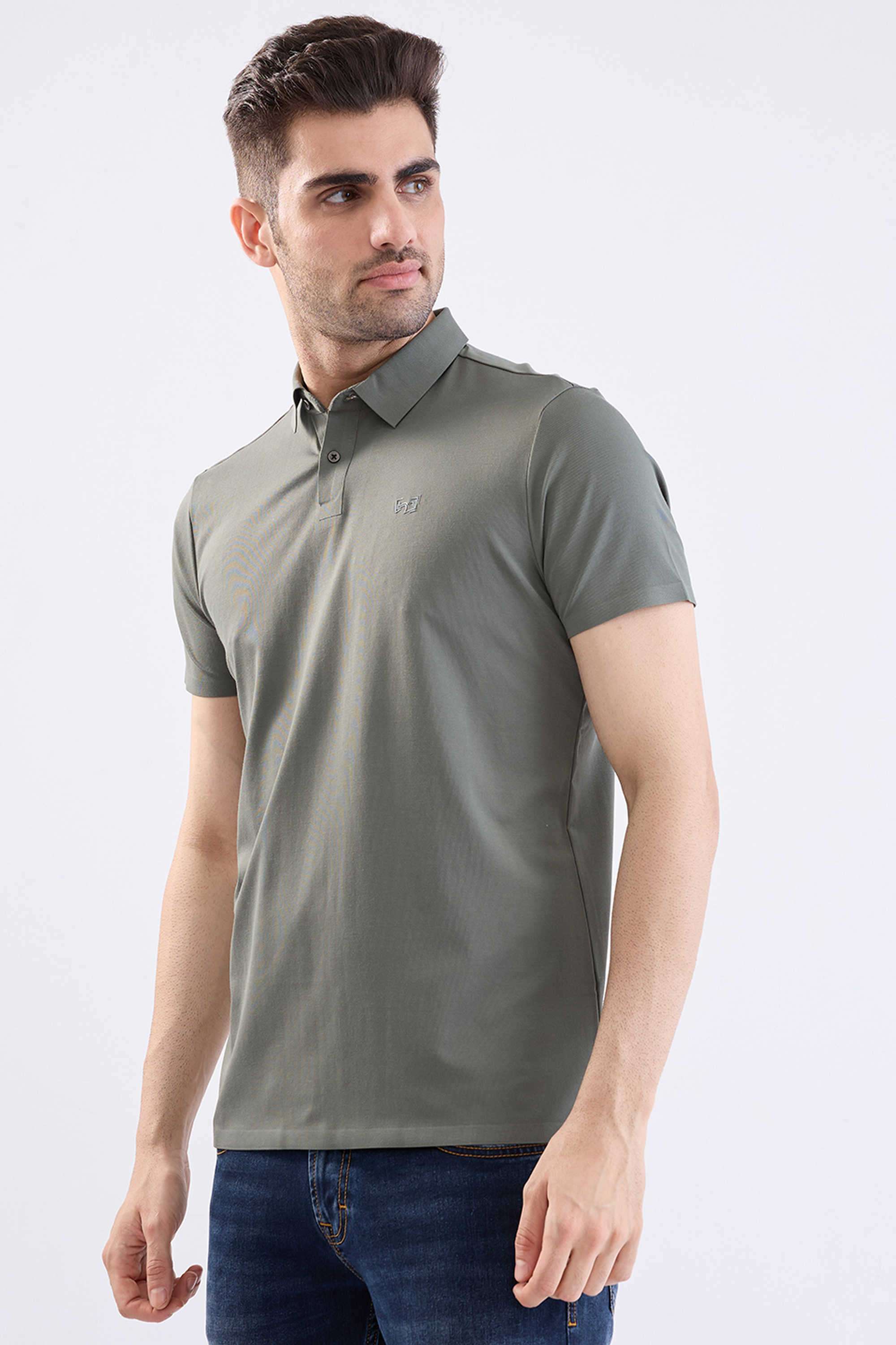 Solid-Cotton-Blend-Polo-Men-s-T-Shirt