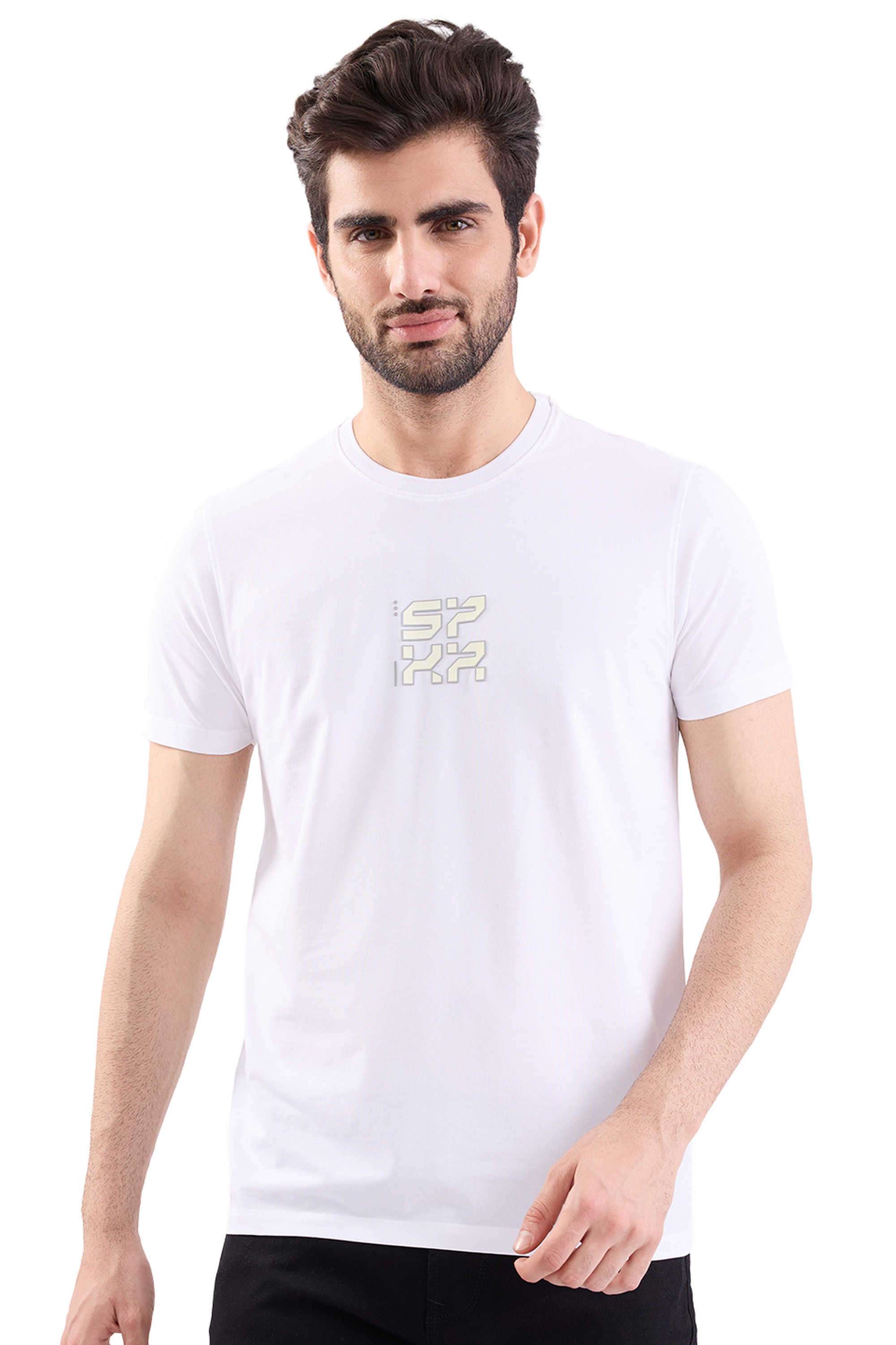 Solid-Cotton-Blend-Round-Neck-Men-s-T-Shirt