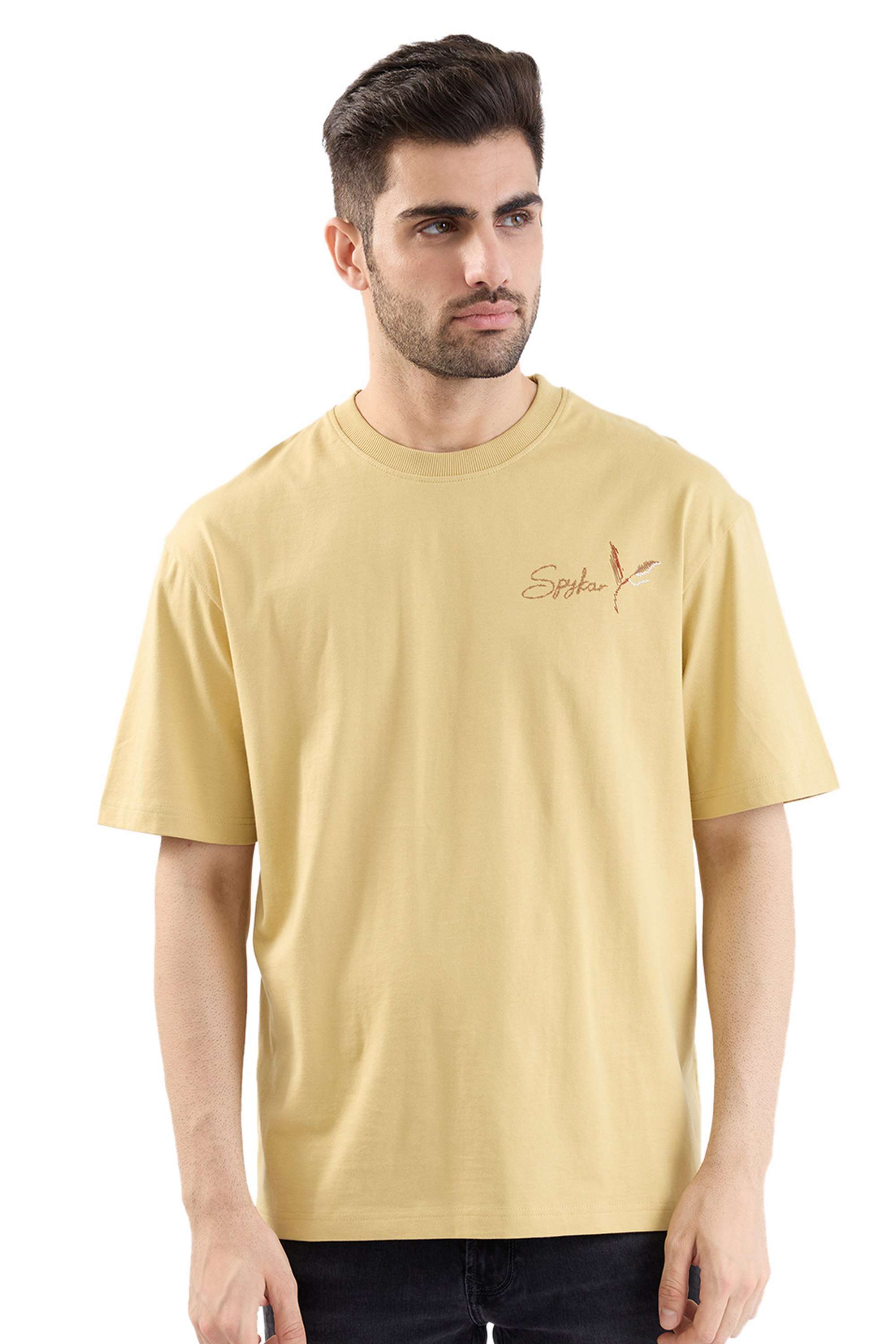 Solid-Cotton-Relaxed-Fit-Men-T-Shirt