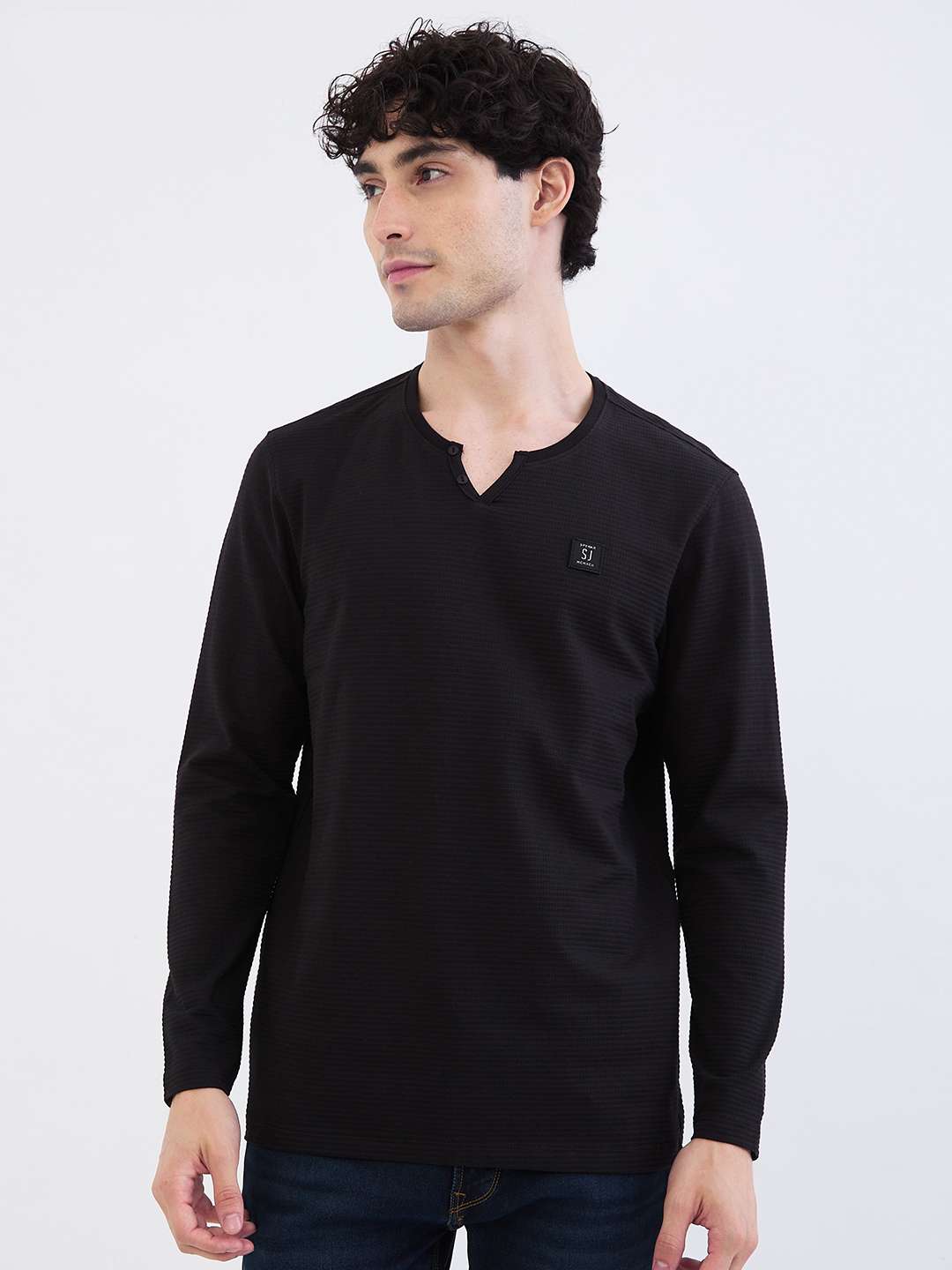 Solid-Cotton-Henley-Men-s-T-Shirt
